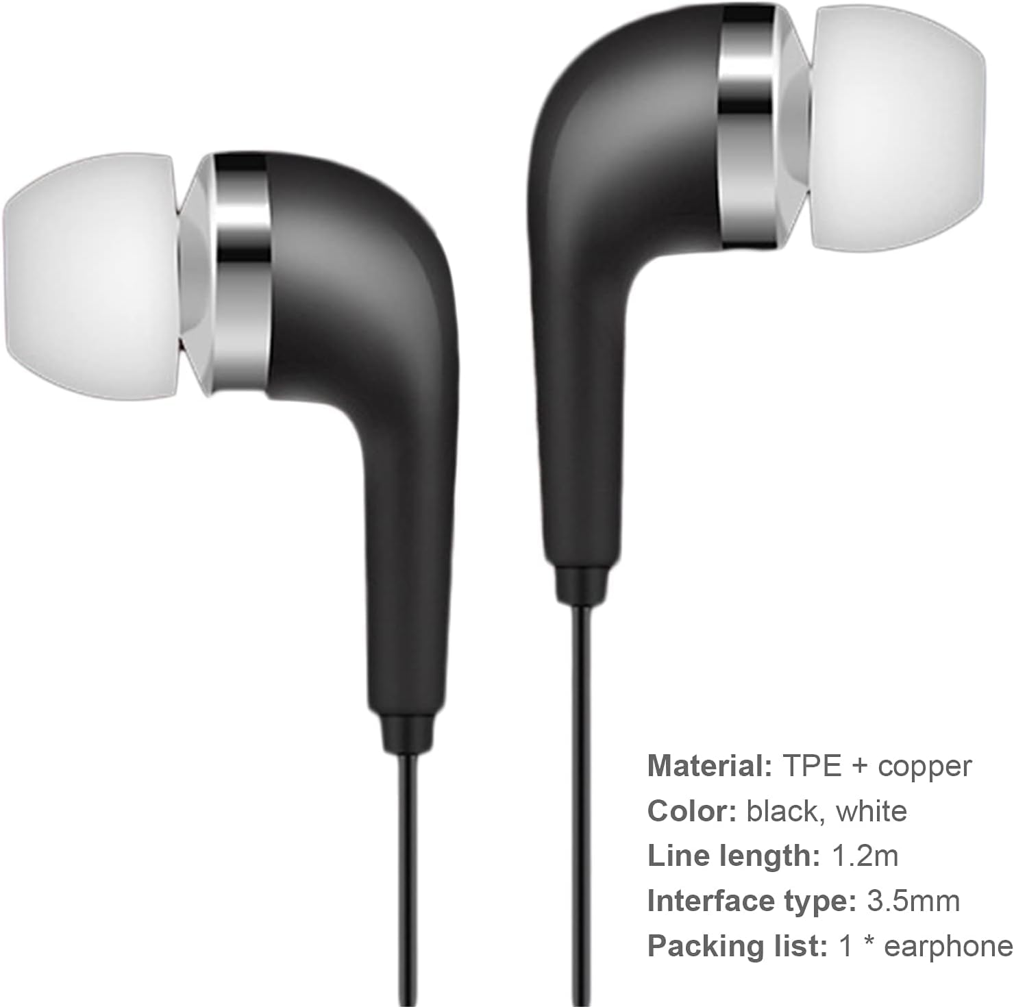 Black Wired Earbuds with Noise Cancellation - 3.5mm Stereo In-Ear Headphones with Mic for School, Gaming, Sports & Music | Perfect for Running, Workouts & Commuting | Universal Fit
