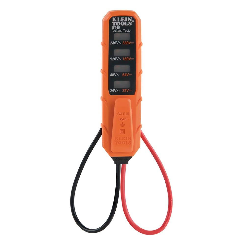 Klein Tools ET45 Voltage Tester - AC/DC Voltage Detector Pen, Non-Contact Electrical Tester with LED Light, Battery-Free for Home, Electrician & DIY Projects