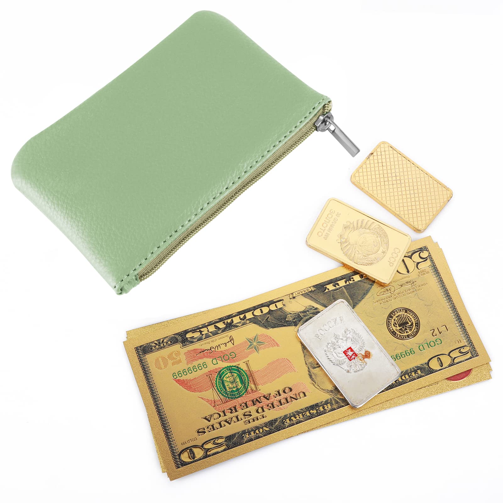 PU Lychee Pattern Zipper Coin Purse - Mini Portable Wallet for Women with Credit Card Slots, ID Holder & Keychain - Perfect for Change, Keys, Lipstick & Headphones (Green) | Ideal for Daily Use, Travel & Gift Giving