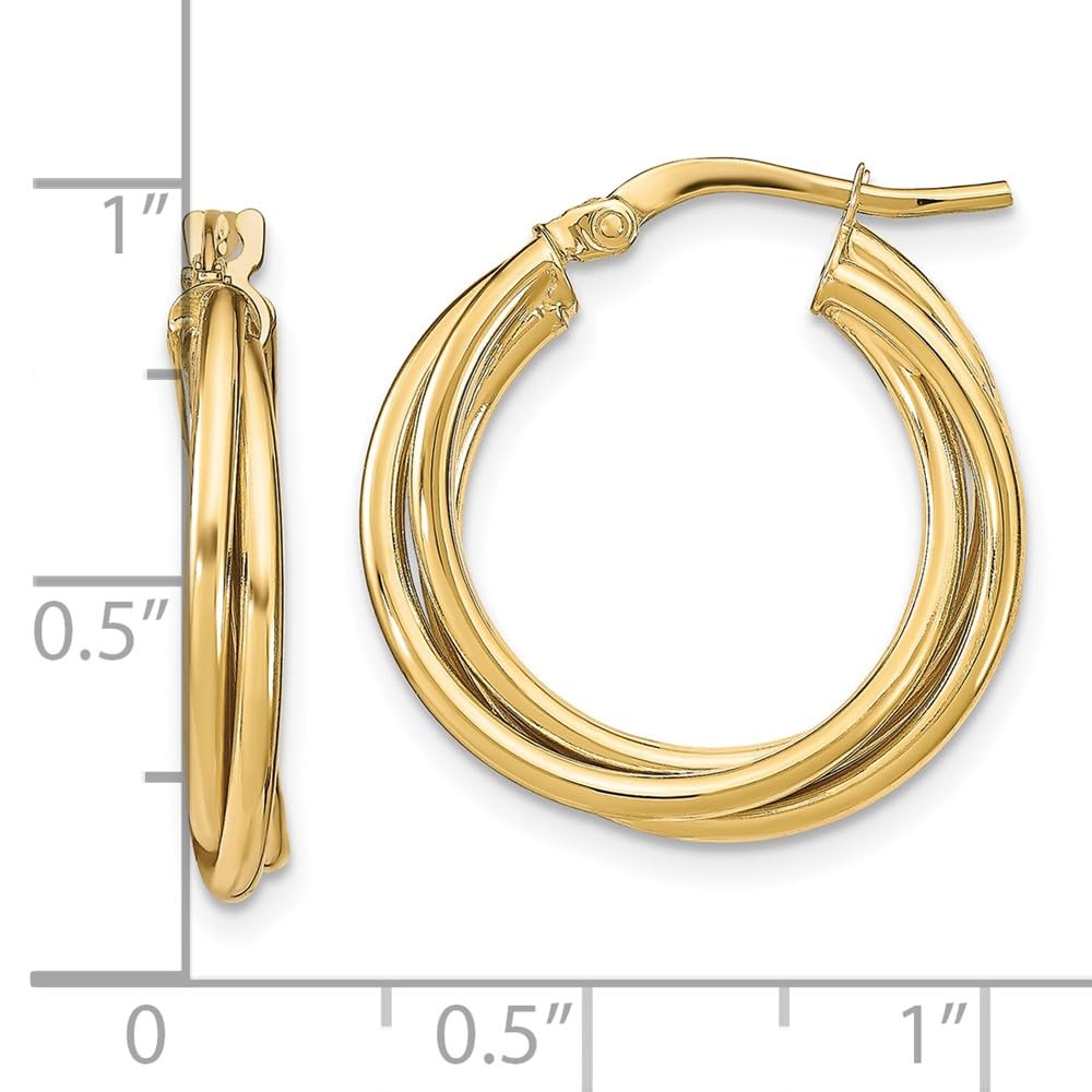 10K Gold Polished Hoop Earrings for Women - Classic Round Hinged Huggie Hoops - Perfect for Everyday Wear, Parties & Gifting
