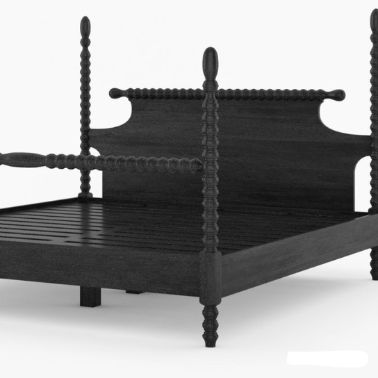Handmade Black Wooden Four Poster Bed - Elegant Designer Bed Frame for Master Bedroom, Guest Room & Luxury Home Decor