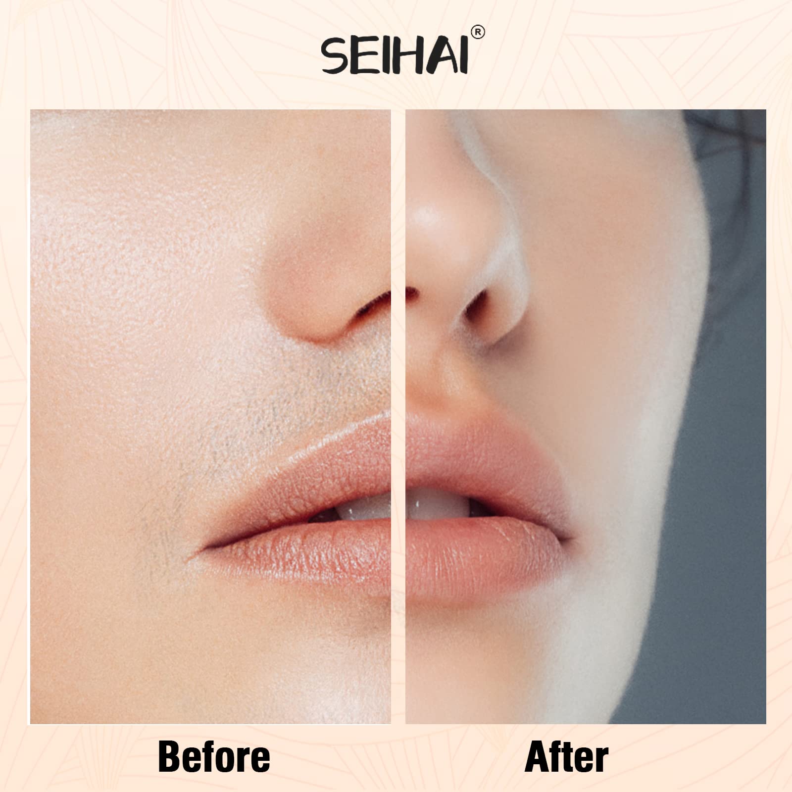 Rechargeable Facial Hair Removal Device for Women - Painless Upper Lip & Chin Hair Shaver with 4 Replacement Heads - Perfect for Travel, Home & Salon Use