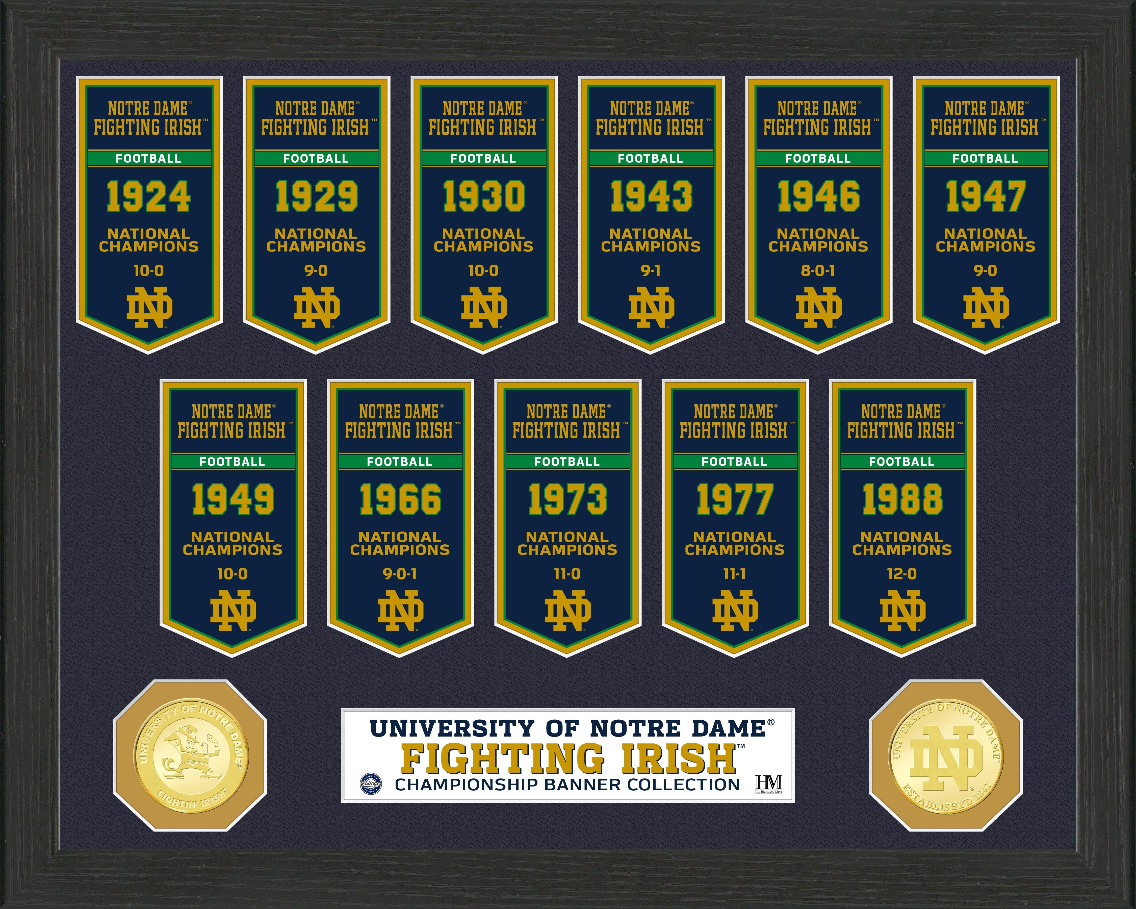 Notre Dame National Champions Banner Collection - Vintage Photo Mint - Perfect for College Football Fans, Game Room Decor & Alumni Gifts