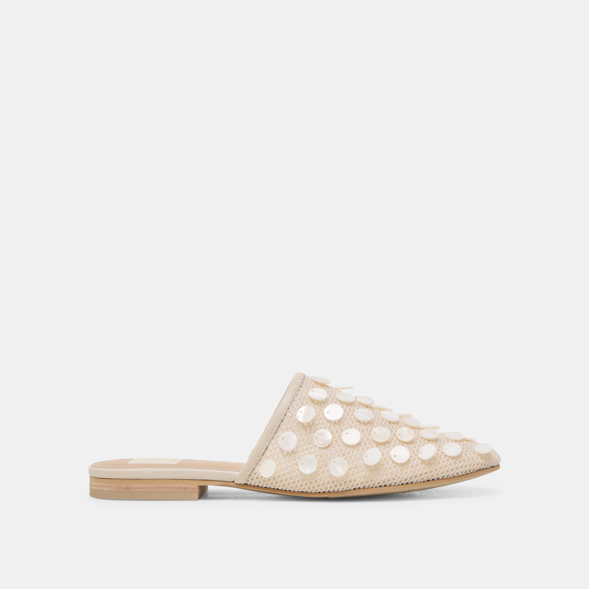 ROVA BEAD FLATS IVORY DISC MESH - Stylish Women's Sandals for Summer, Beach, and Casual Outfits