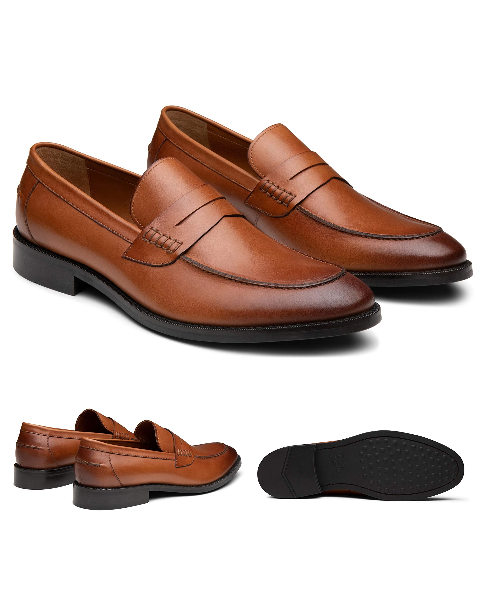 Dunross & Sons Men's Leather Penny Loafers - Slip-On Formal Business Shoes for Men | Comfortable & Stylish for Office, Weddings & Casual Wear
