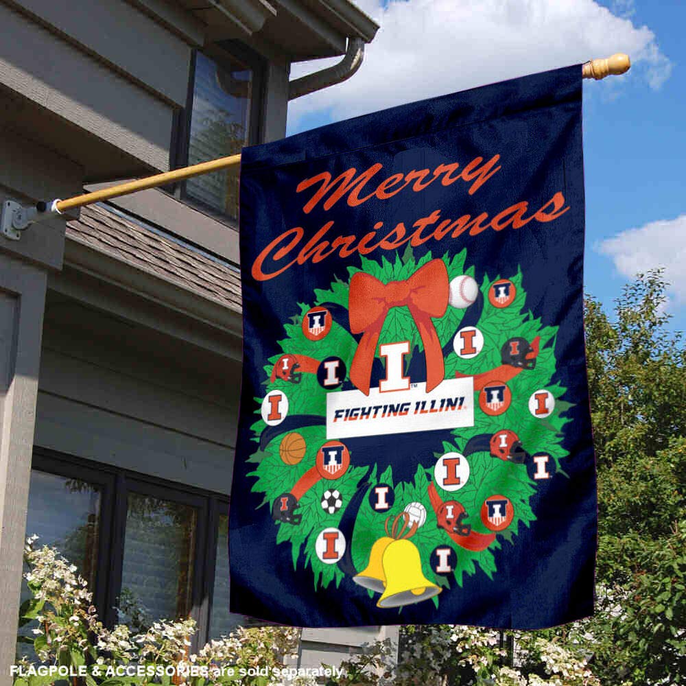 Official Illinois Fighting Illini Holiday Banner Flag - College Team Spirit Decor for Christmas, Game Day & Home Decorating