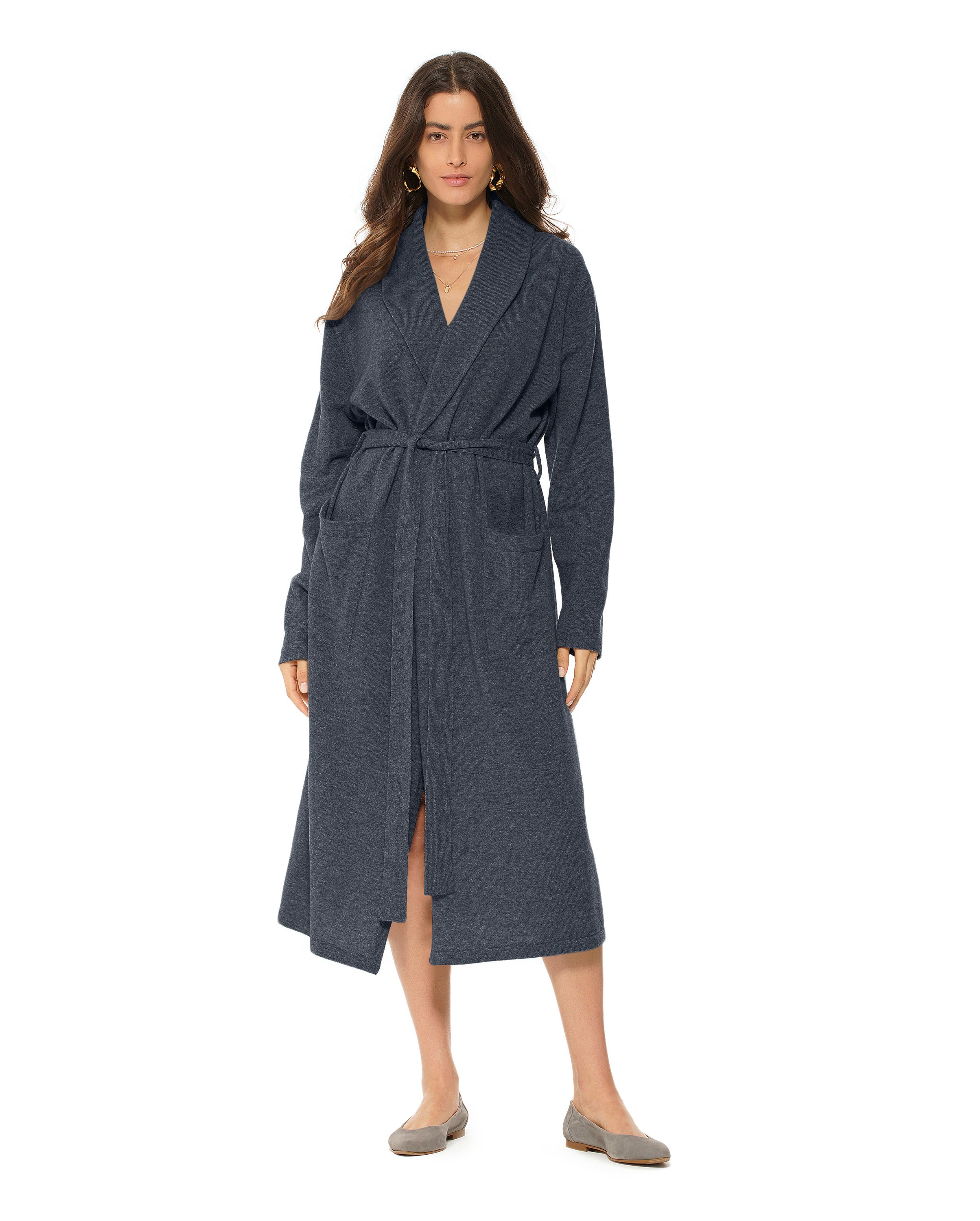 Luxury Women's Pure Cashmere Knit Robe - Soft & Warm Winter Loungewear - Perfect for Spa Days, Relaxing at Home & Cozy Evenings
