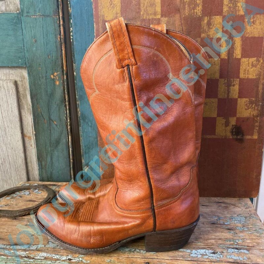 Tony Lama Vintage Brown Leather Western Cowboy Boots for Men - Authentic Rodeo & Country Style Footwear for Riding, Dancing, and Western Fashion