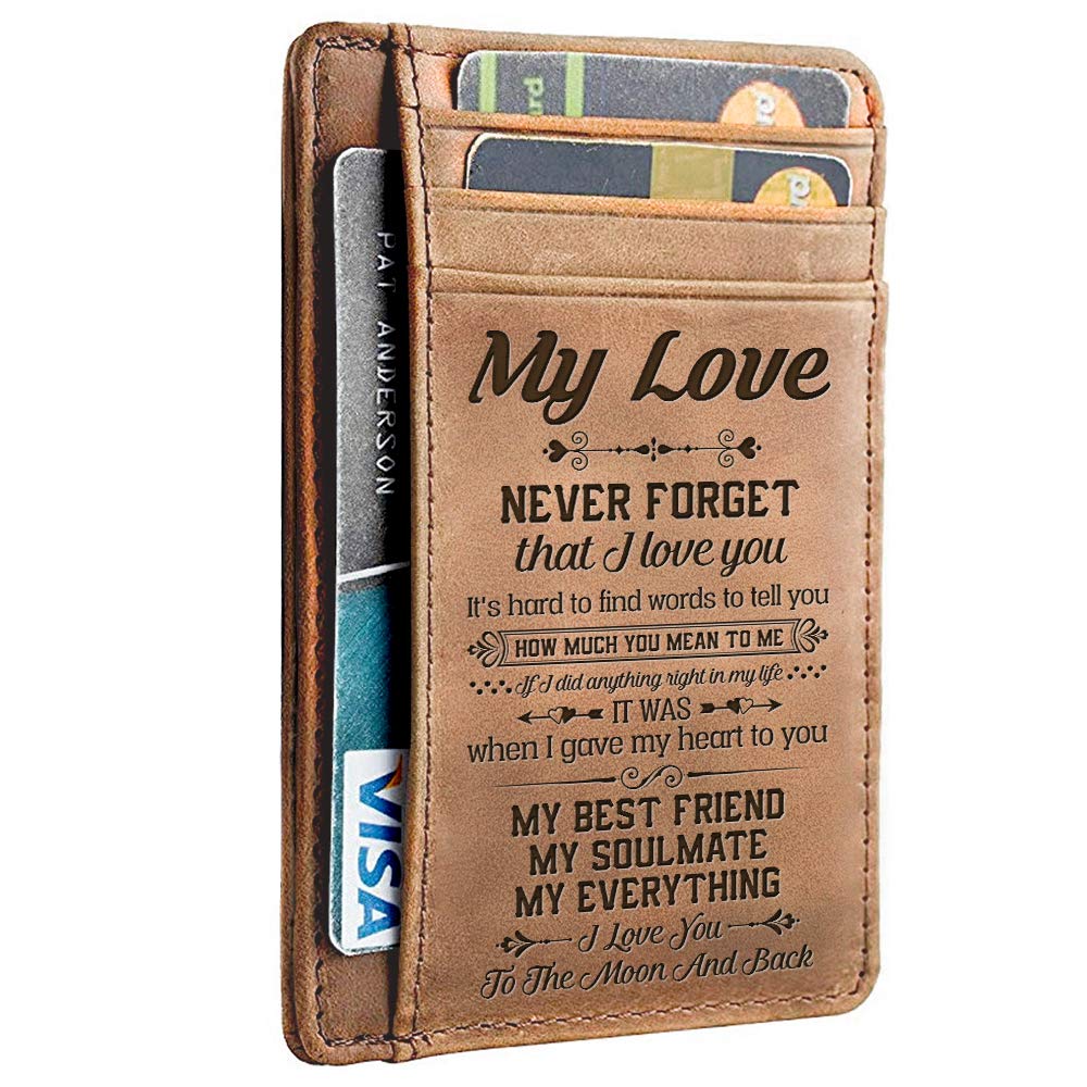 Premium Genuine Leather Card Holder Wallet for Men - Slim RFID Blocking Minimalist Wallet - Perfect Gift for Christmas, Birthday, Anniversary - Ideal for Everyday Carry, Travel & Business Use