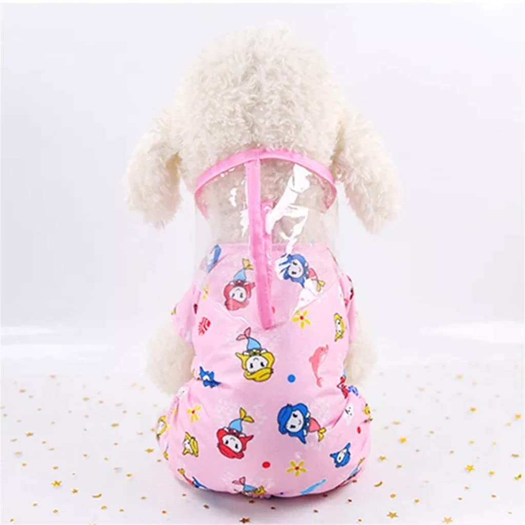 Waterproof Dog Raincoat with Hood - Cartoon Printed Breathable Puppy Rainwear for Small Dogs (Blue, XS) - Perfect for Outdoor Walks & Rainy Day Adventures