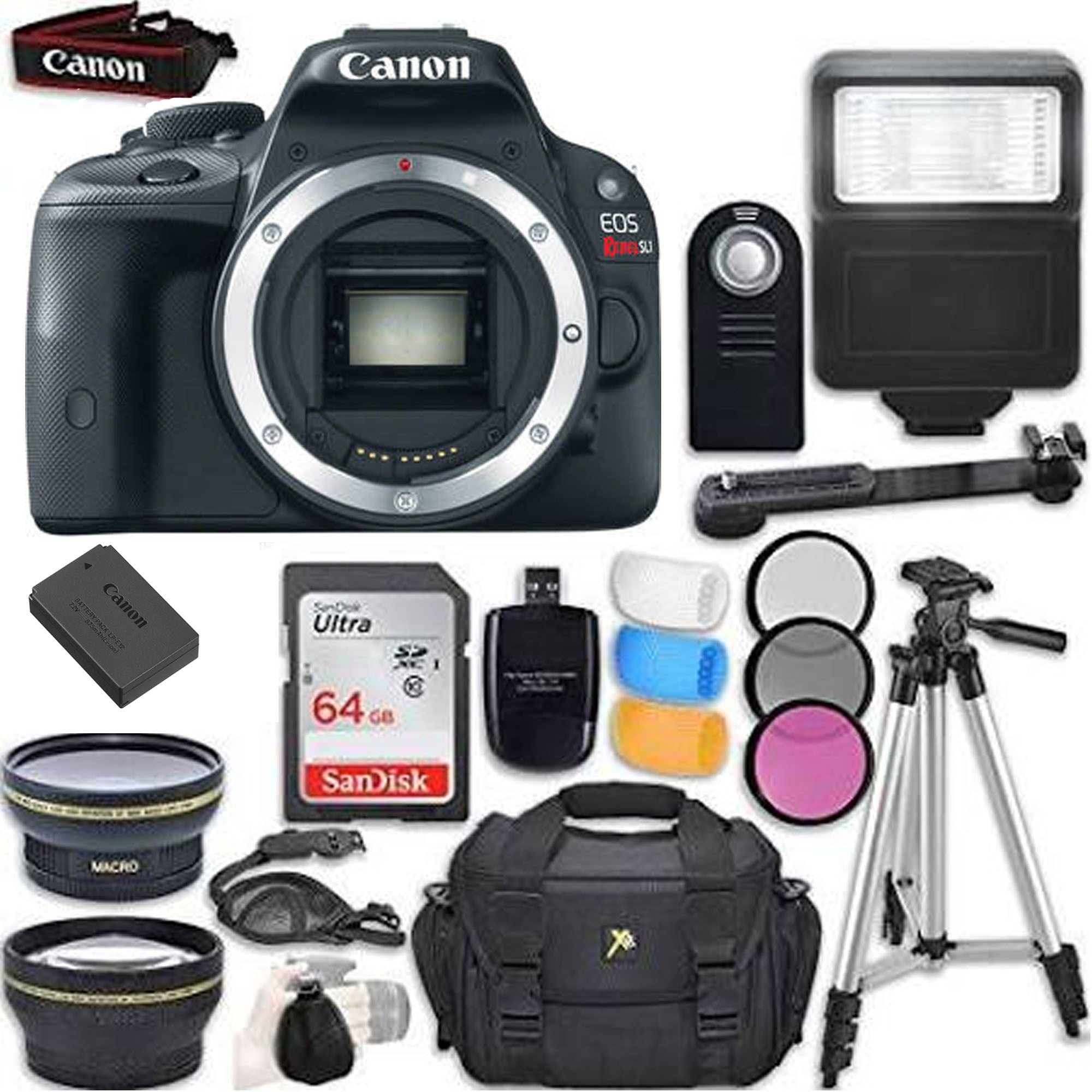 Canon EOS Rebel SL1/250D (SL3) DSLR Camera with 18-55mm Lens & 64GB Memory Card Bundle - Perfect for Travel Photography, Vlogging, and Beginner Photographers