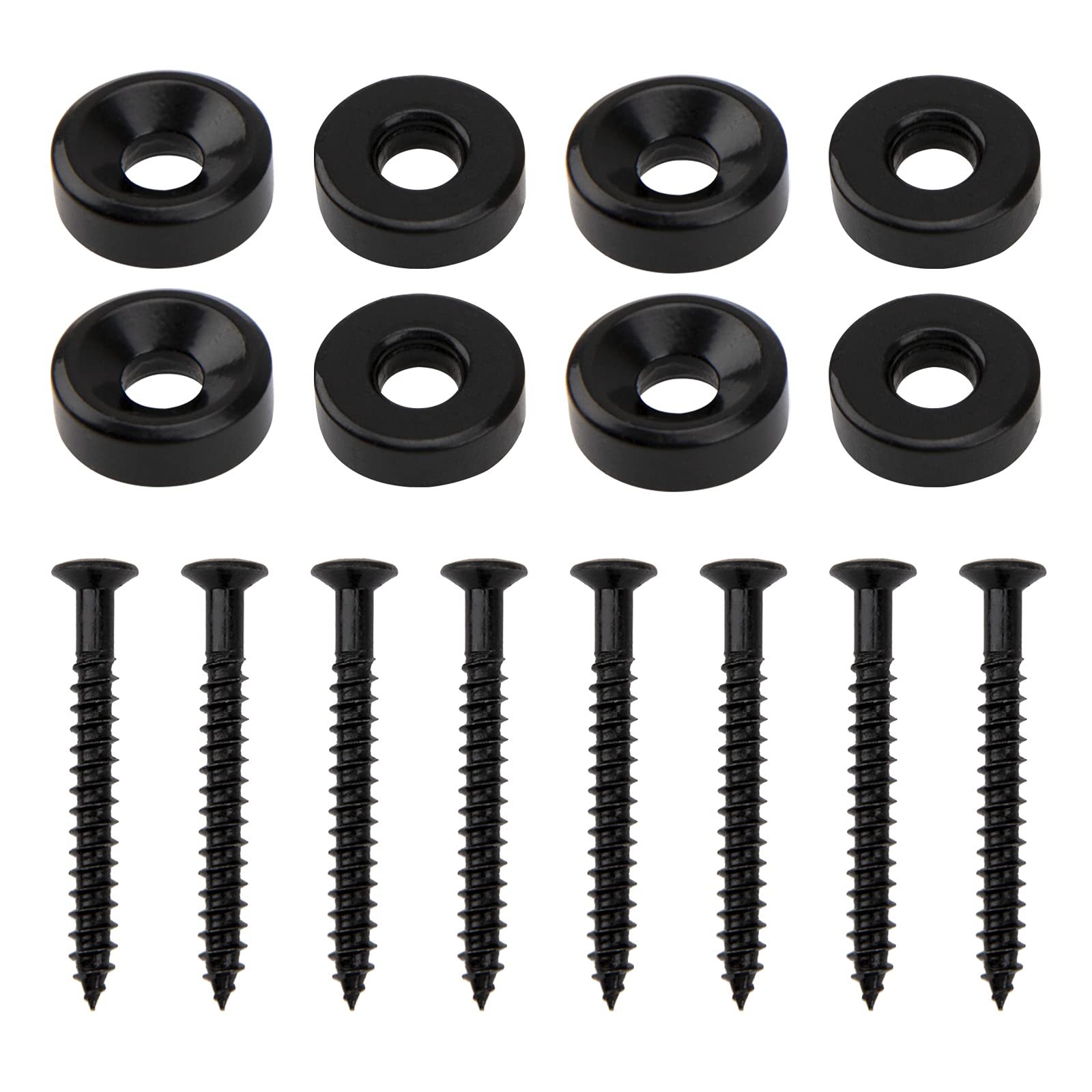 8Pcs Yootones Guitar Neck Joint Bushings Ferrules & Bolts - Compatible with Electric & Bass Guitars (Black) - Perfect for Guitar Repair, Maintenance & DIY Projects