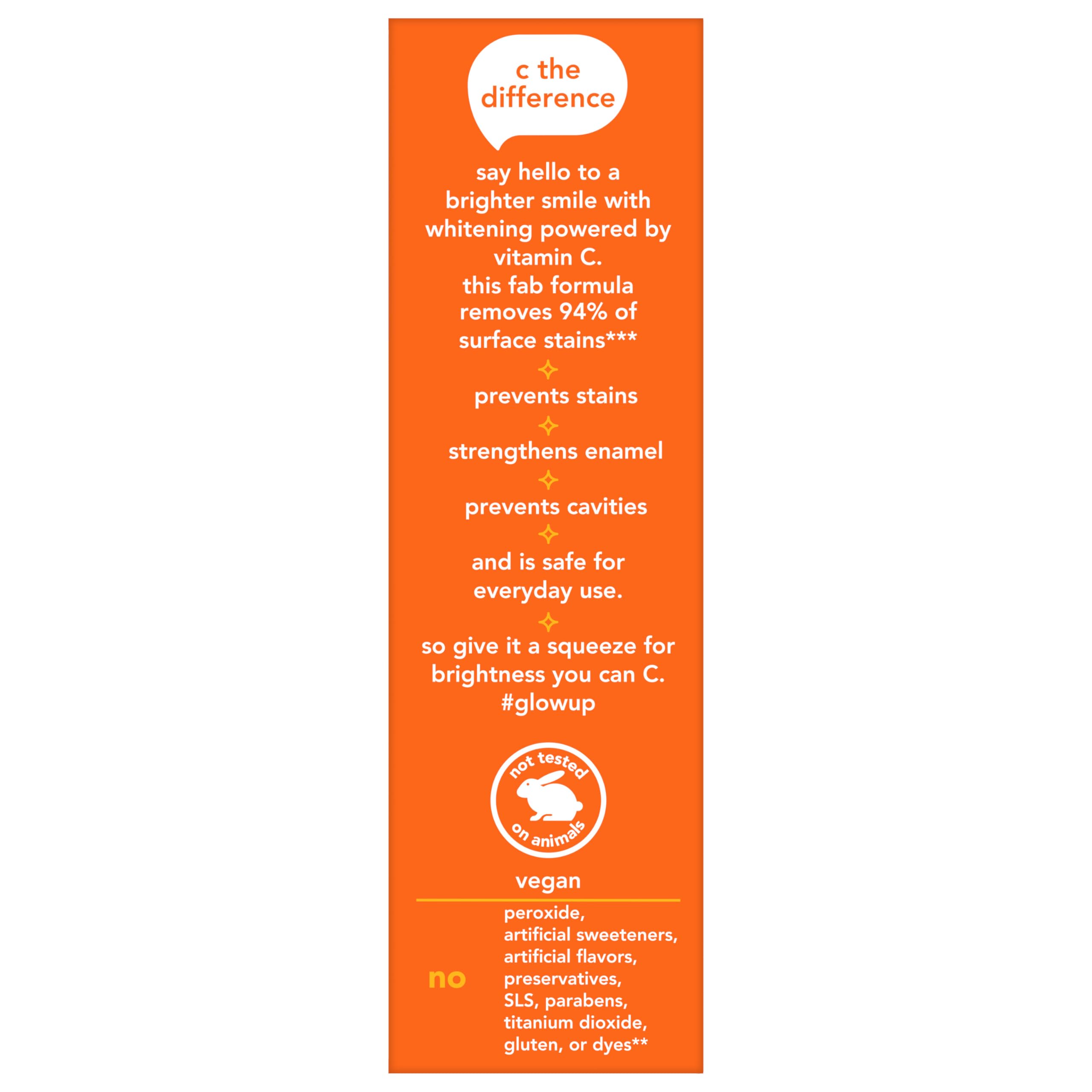 Hello Vitamin C Whitening Toothpaste with Fluoride for Adults | SLS-Free Teeth Whitening & Stain Removal | Natural Peppermint Flavor, Freshens Breath | 4.0 oz Tube - Perfect for Daily Oral Care & Brightening Smiles