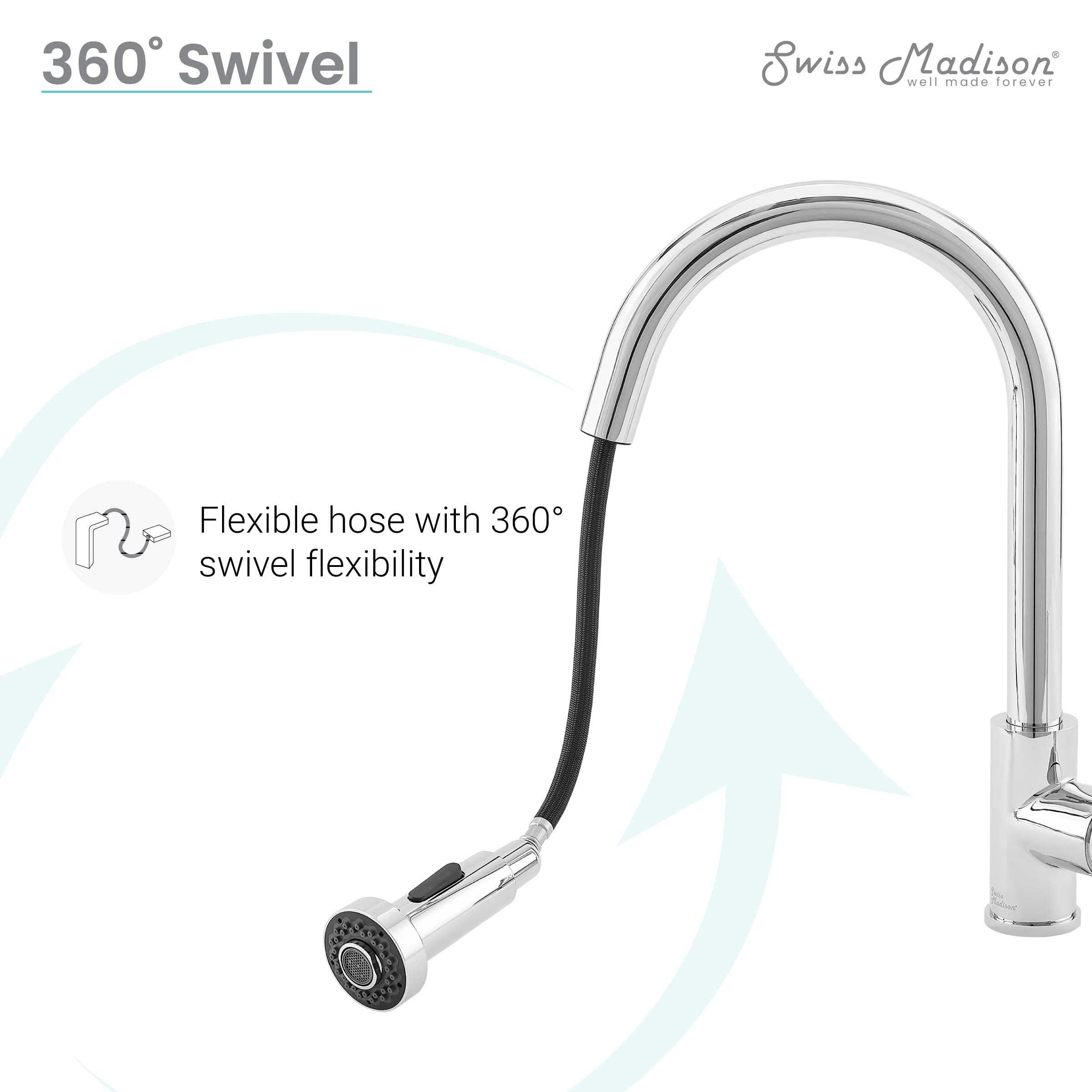 Nouvet Chrome Single Handle Pull-Down Kitchen Faucet - Modern Design for Sink, Dishwashing & Food Prep | Easy Installation & Durable Finish