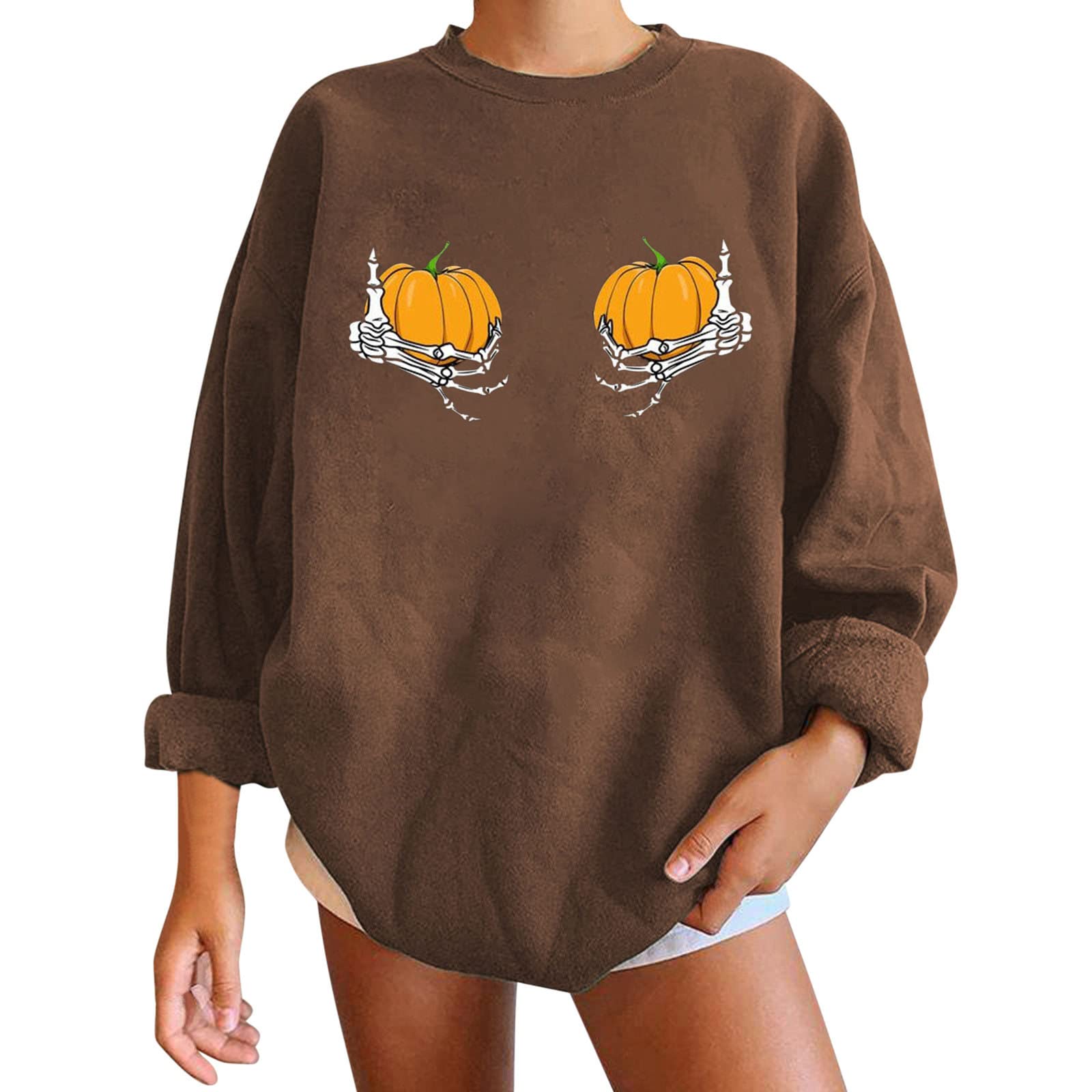 Women's Casual Loose Fit Long Sleeve Hoodless Crewneck Sweatshirt - Cozy Pullover Top for Everyday Wear, Lounge, Workout & Street Style Fashion
