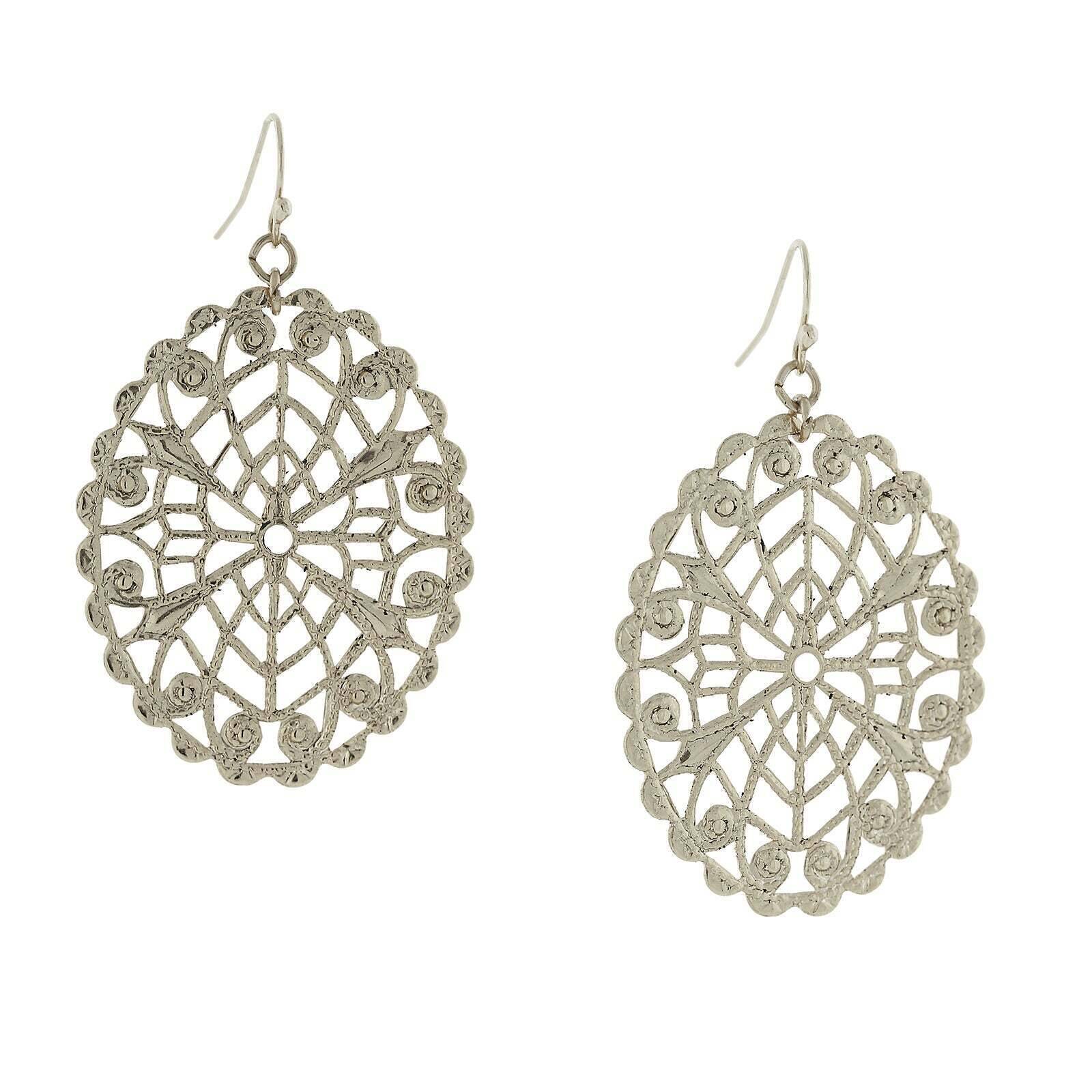 1928 Jewelry Intricate Oval Filigree Drop Earrings - Vintage Style Dangle Earrings for Women, Perfect for Weddings, Parties & Special Occasions