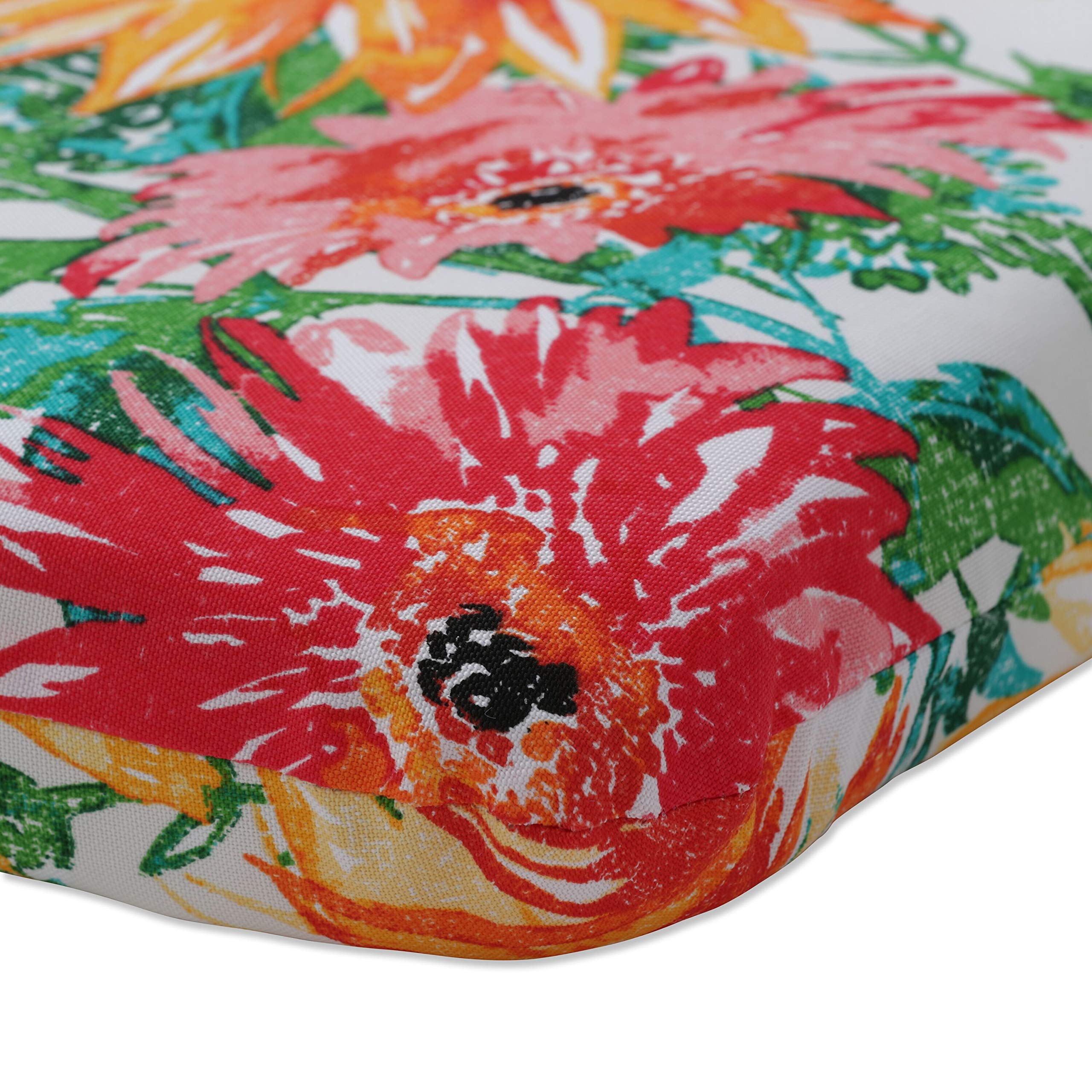 Pillow Perfect Bright Floral Indoor Outdoor Chair Cushion - 1-Piece Split Back Design with Ties, Rounded Corners & Deep Seat - Weather & Fade Resistant - 40.5 x 21 Inches - Yellow Green Sunflower Pattern - Perfect for Patio, Deck, Garden & Poolside Furniture