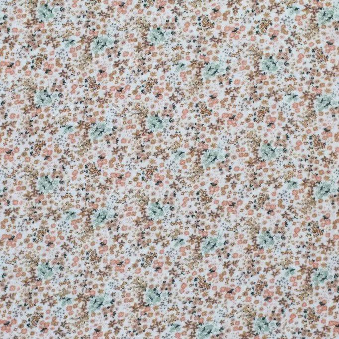 Love Flower Beige Double Gauze Fabric - Soft Breathable Material for DIY Dresses, Baby Clothes & Home Decor Projects
