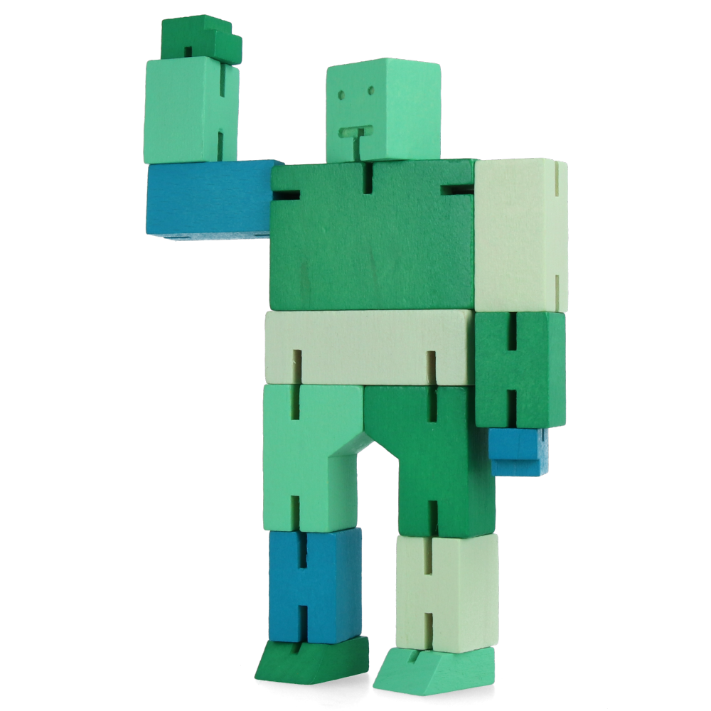Cubebot Small Green Wooden Robot Toy - Fun & Educational STEM Gift for Kids | Perfect for Playtime, Learning & Home Decor