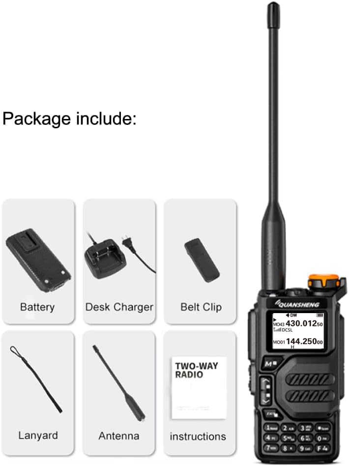 UV-K5 Dual-Band UHF/VHF 5W FM Two-Way Radio Walkie Talkie (2 Pack) - Portable Rechargeable Handheld Transceiver for Camping, Hiking, Outdoor Adventures and Emergency Communication