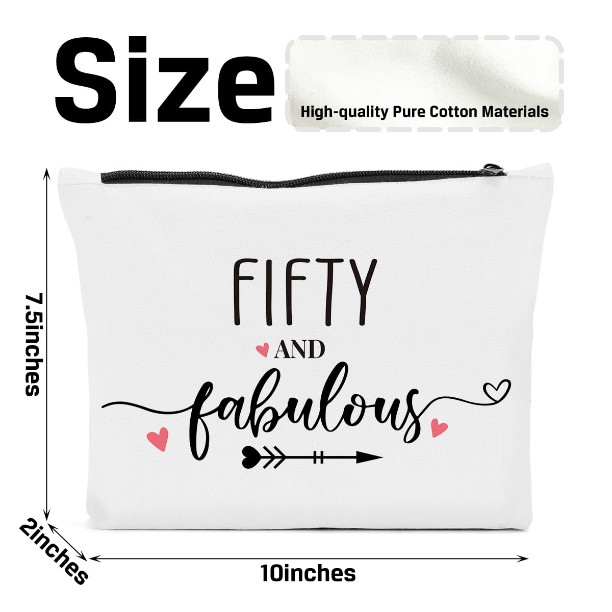 50th Birthday Gifts for Women - Elegant Makeup Bag with '50 & Fabulous' Design, Cosmetic Pouch for 50 Year Old Women | Perfect for Birthday Parties, Anniversary Celebrations & Travel Essentials