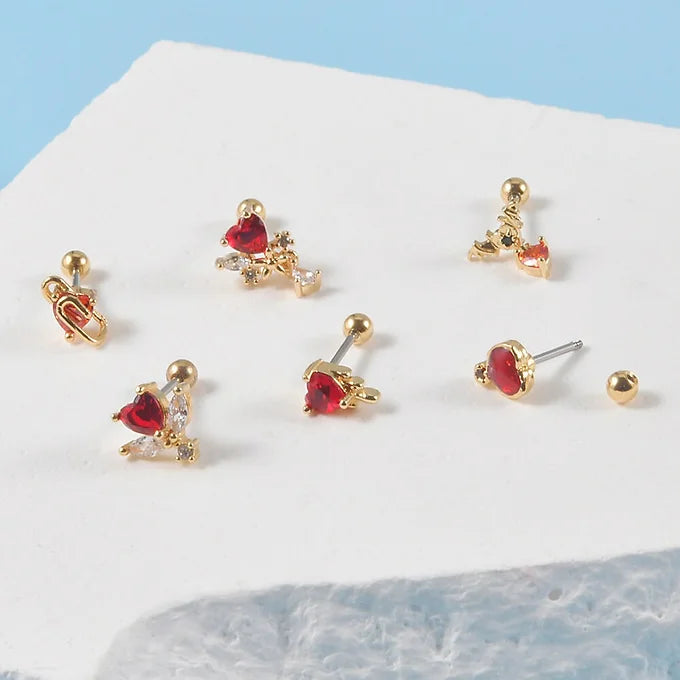 20G Cartilage Earrings - Angel Heart Conch Earrings & Devil Ear Cuffs for Women | DL056 | Perfect for Piercing Jewelry, Daily Wear & Unique Gifts