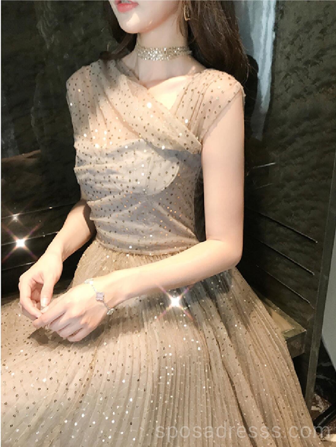 Sparkly Gold Off Shoulder A-Line Long Evening Prom Dresses for Women | Custom Sweet 16 Dresses | Formal Gowns for Homecoming, Wedding, Quinceañera & Special Occasions