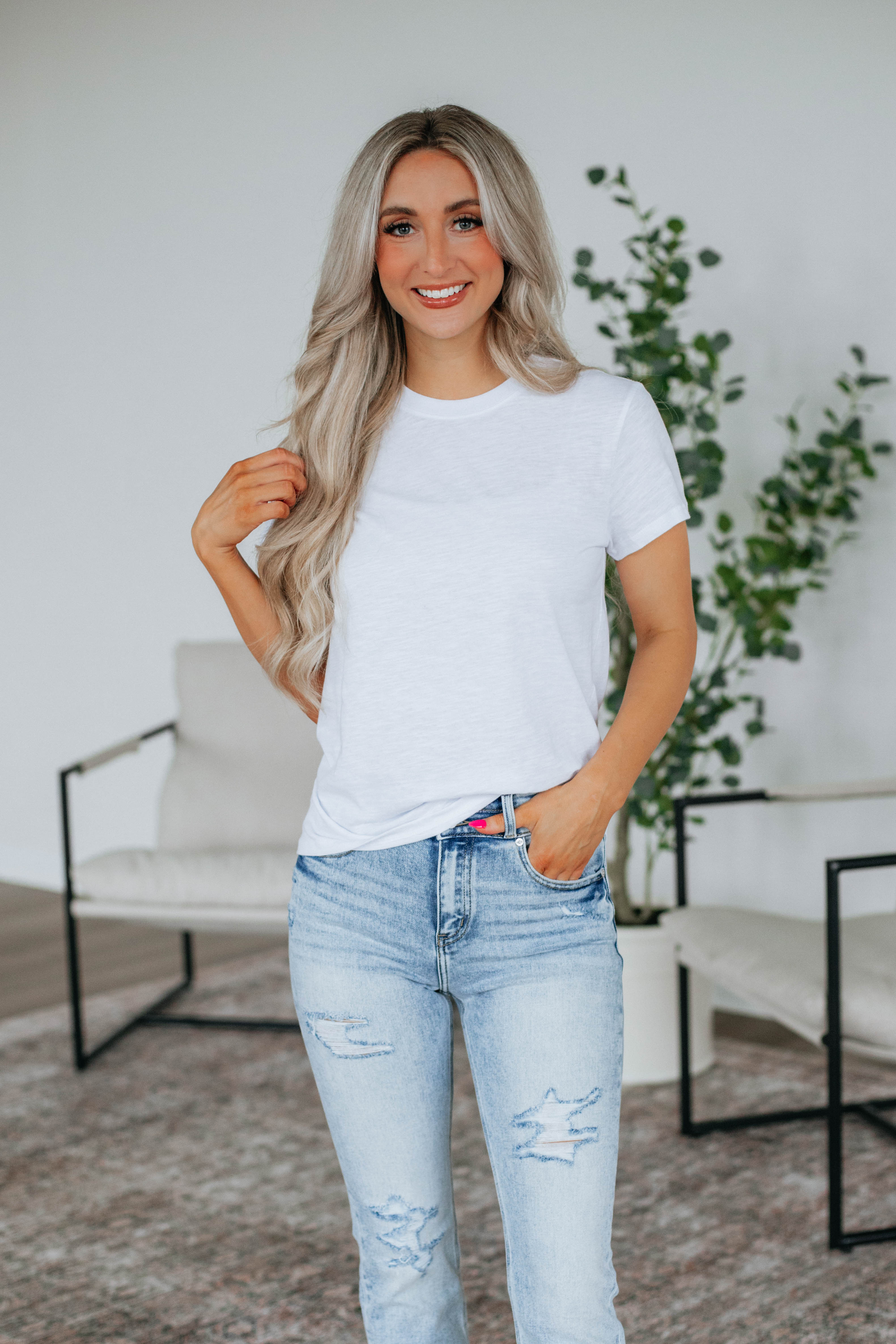 Jeannette Basic Tee Ivory - Soft Cotton Women's T-Shirt for Casual Wear & Everyday Outfits | Perfect for Layering, Work & Weekend Style