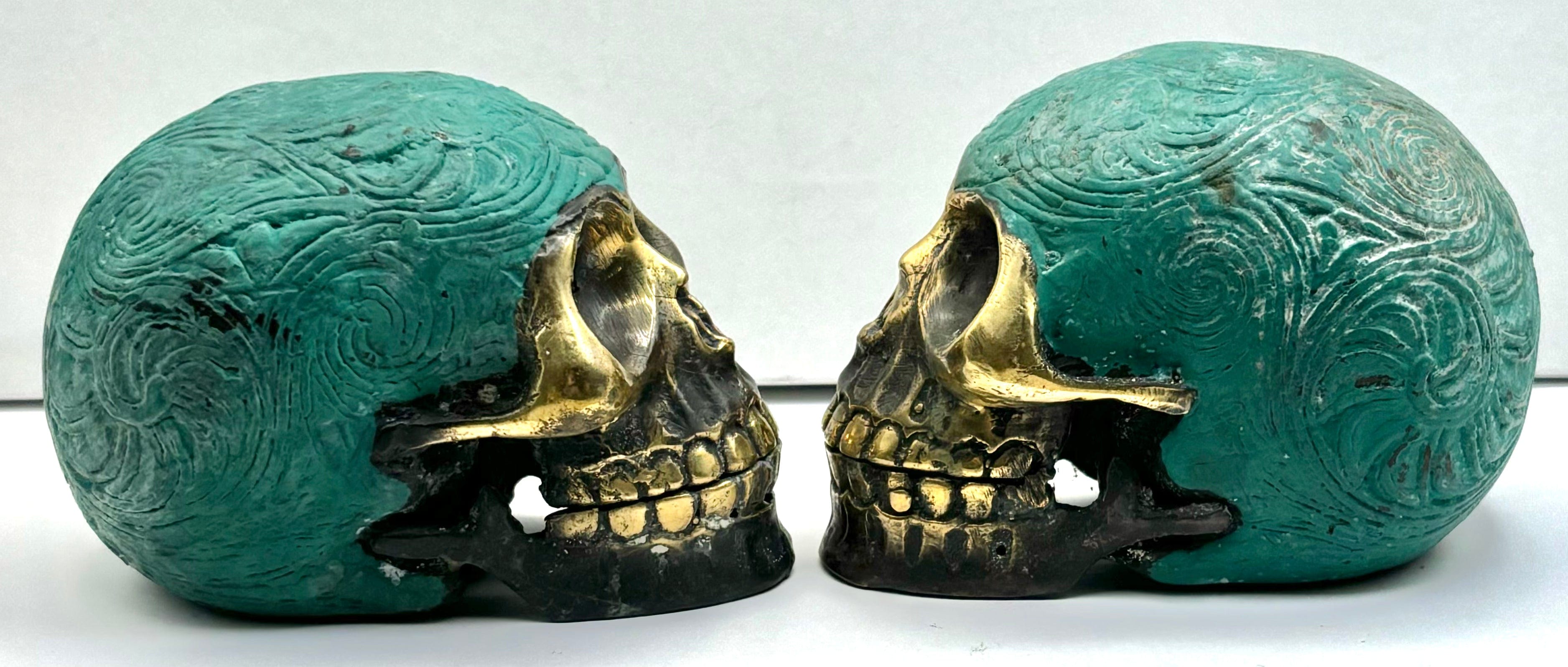 Handmade Bronze Skull Sculpture - Gothic Decor, Unique Home & Office Art, Perfect for Halloween & Dark Aesthetic Lovers