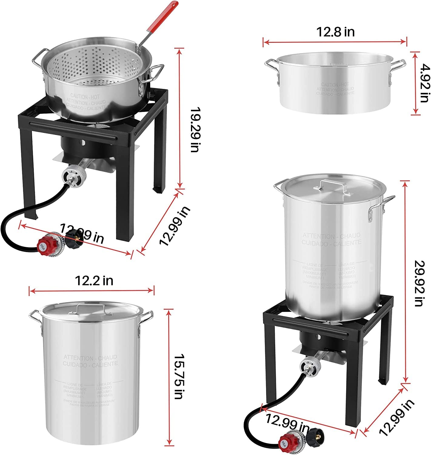 **3-in-1 Turkey Deep Fryer, Seafood Boiler & Fish Fry Kit with Propane Burner Stove - 30 QT & 10 QT Aluminum Pots & Steamer Basket - Perfect for Outdoor Cooking, Camping, Backyard BBQs & Tailgating**