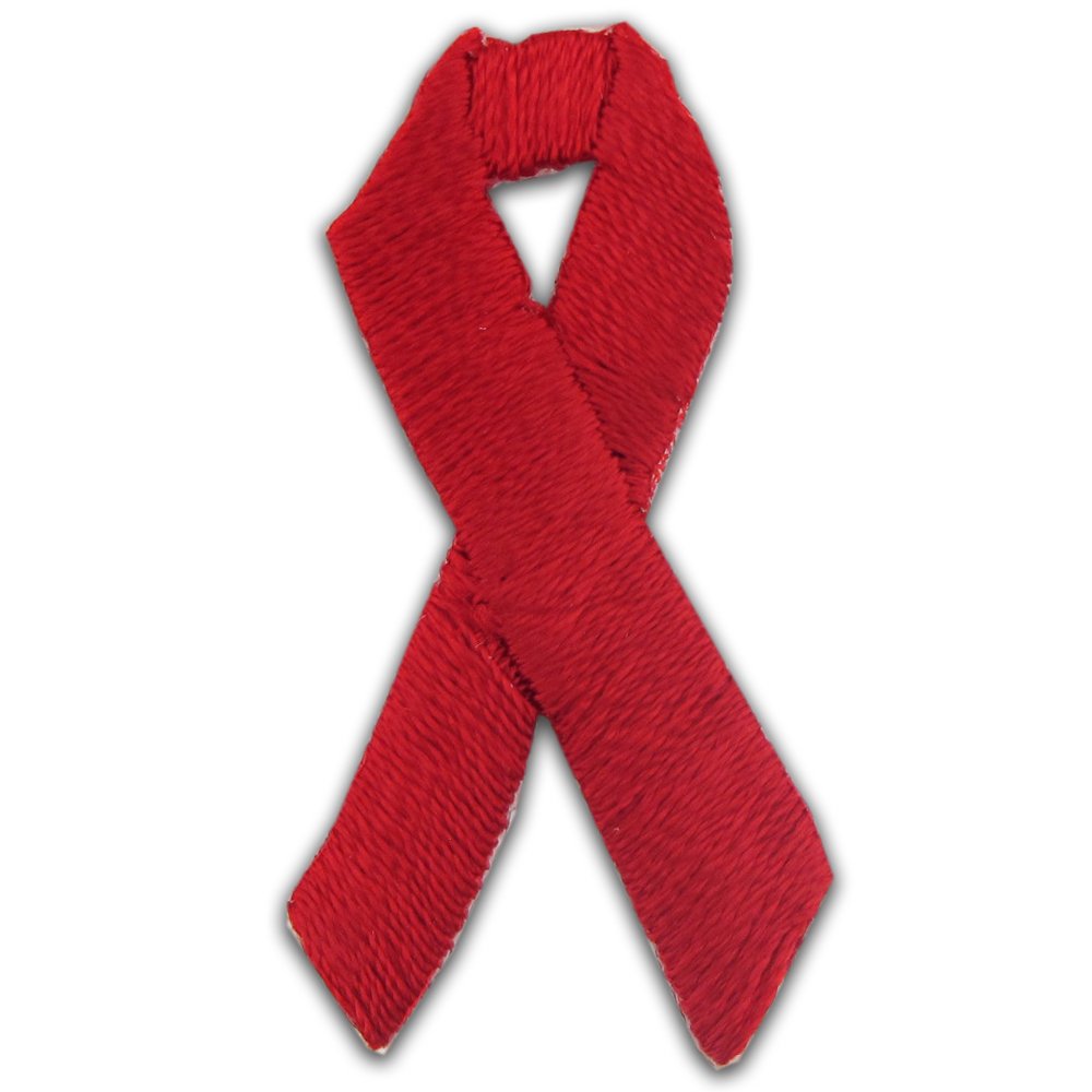 Red Awareness Ribbon Embroidered Iron-On Applique Patch - Support Cancer, HIV/AIDS & Disease Awareness - Perfect for Jackets, Bags & DIY Crafts