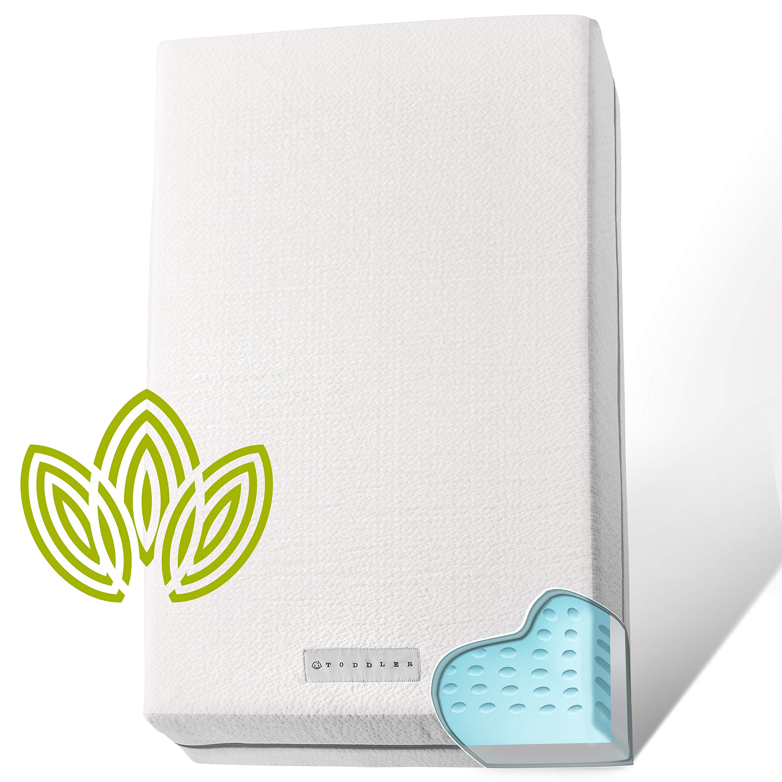 Organic Cotton Dual-Sided Crib Mattress - 2-Stage Premium Memory Foam Baby Mattress with Cooling Gel | CertiPUR-US Certified, Hypoallergenic & Waterproof Cover | Firm Support for Infants & Comfort for Toddlers | Washable & Breathable Design | 52