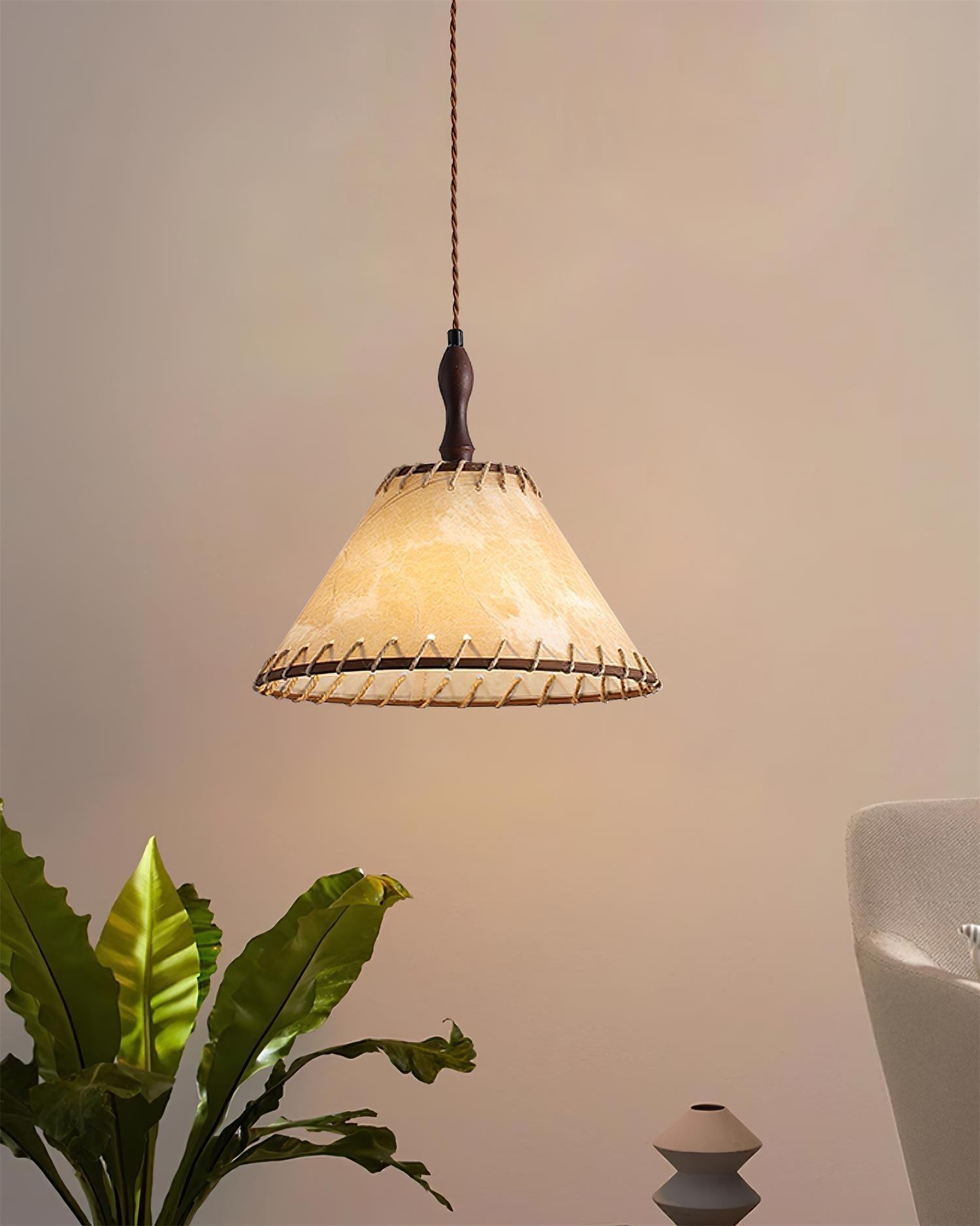 Modern Fabric Pendant Lamp - Handwoven Rattan Hanging Light for Dining Room, Bedroom, Living Room & Kitchen | Boho Chic Ceiling Fixture with Warm Ambient Lighting