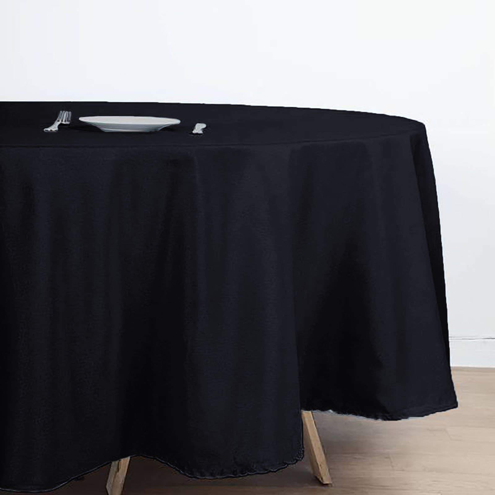 BalsaCircle Halloween Party Tablecloth - 10 Pack 108 Inch Black Round Washable Polyester Table Cover for Dining, Kitchen Decor & Party Supplies | Perfect for Halloween Decorations, Dinner Parties & Holiday Events