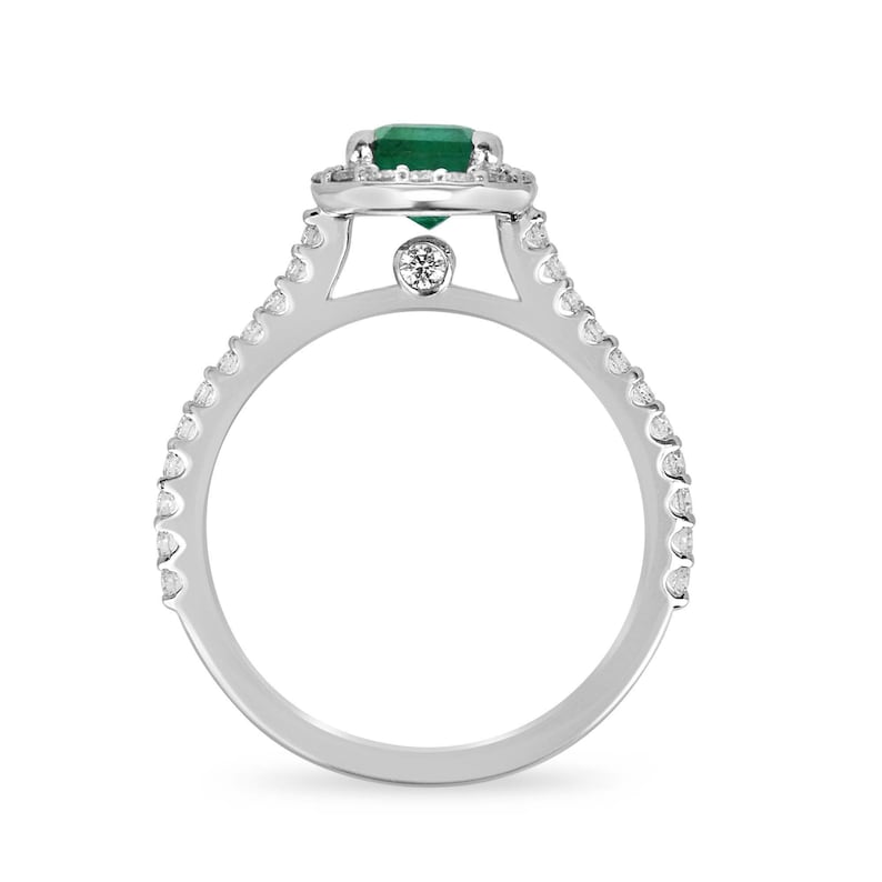 1.81tcw 14K Gold Emerald Cut Diamond Engagement Ring with Halo Shank - Elegant Green Gemstone Jewelry for Wedding, Proposal & Anniversary Gifts