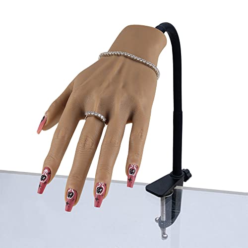 Professional Silicone Practice Hand for Acrylic Nails - Adjustable Mannequin Hand for Nail Art Training, Perfect for DIY Beginners & Salon Artists - Ideal for Home Practice, Nail School & Professional Demonstrations