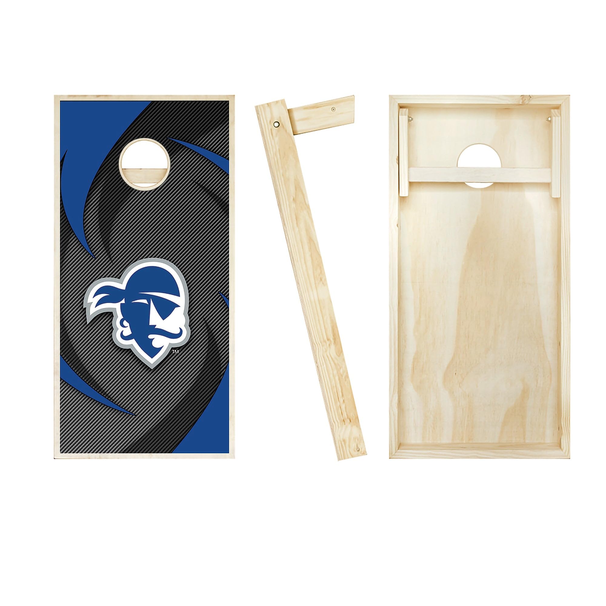 Skip's Garage Seton Hall Swoosh Cornhole Board Set - Official Team Logo Regulation Size Cornhole Game - Perfect for Tailgating, Backyard Parties & College Game Day Events