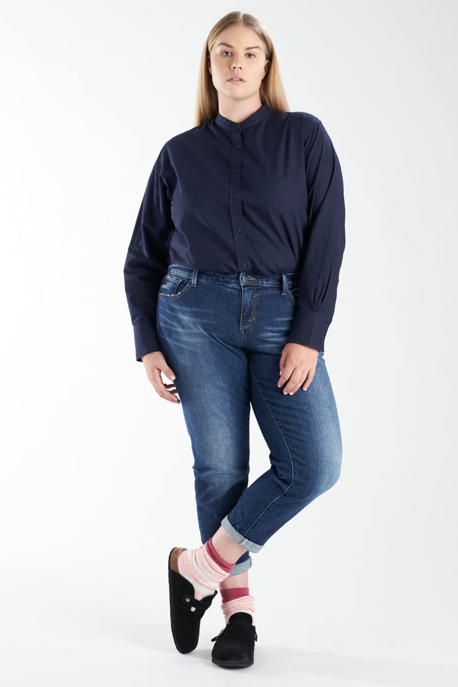 SLINK Jeans Mid Rise Easy Fit Boyfriend - Stretch Denim Pants for Women - Plus Size 14-24 - Comfortable Casual & Work Wear