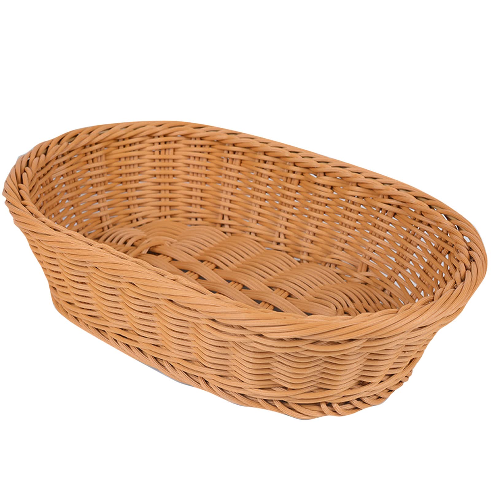 Handmade Wicker Bread Basket - Oval Rattan Serving Tray for Fruits, Snacks & Home Decor