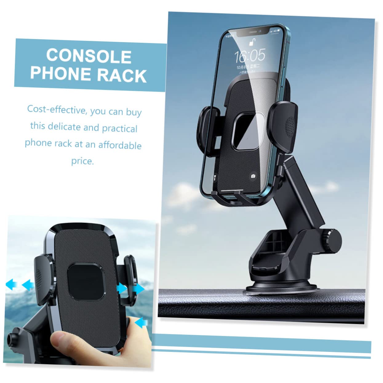 Universal Car Phone Holder 4-Pack - 360° Rotatable Dashboard & Air Vent Mount for iPhone, Samsung, GPS - Perfect for Commuting, Road Trips & Hands-Free Driving