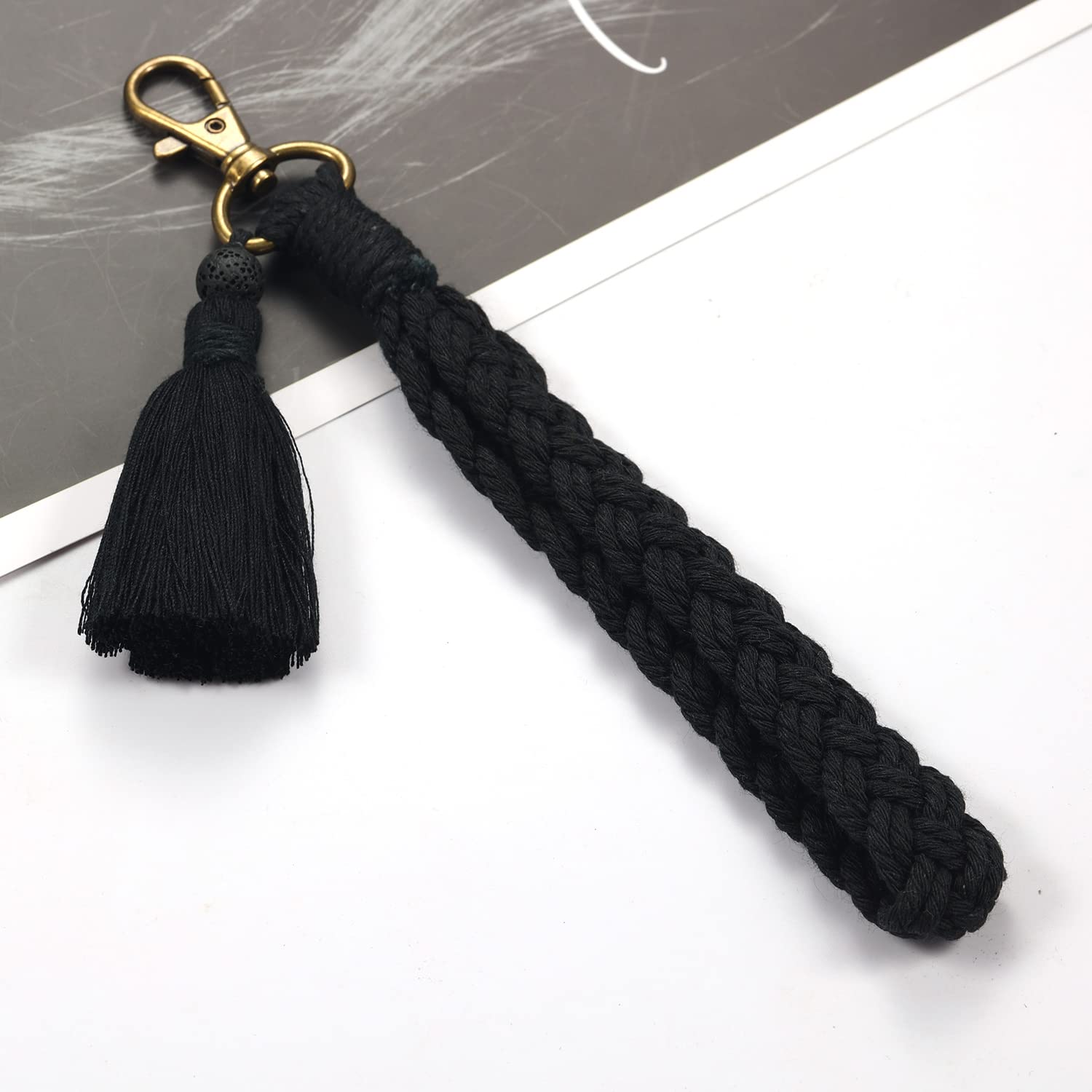 XGALBLA Soft Macrame Keychain - Boho Handmade Wristlet Bracelet & Keychain Holder for Women - Country Style Wrist Lanyard - Perfect for Keys, ID Badges, and Everyday Boho Accessories