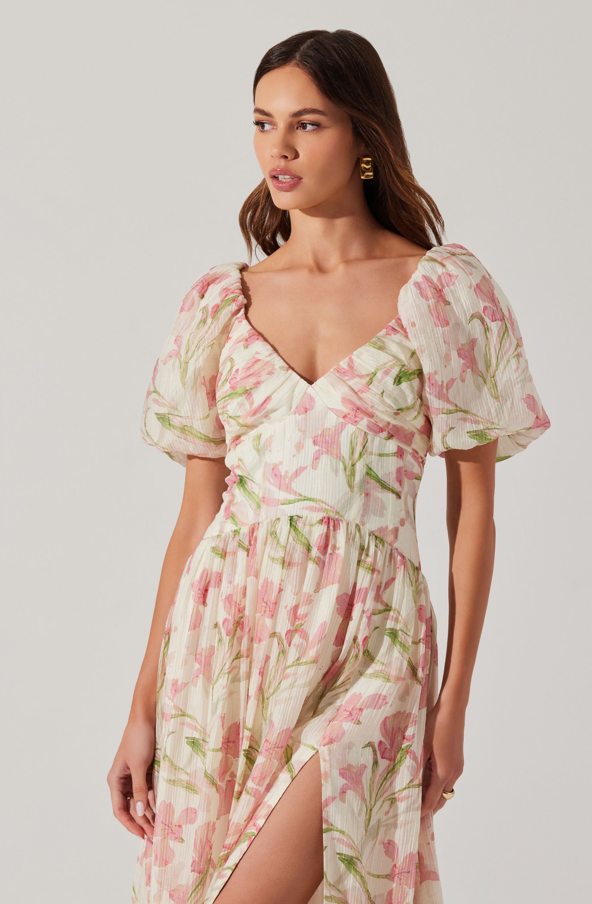 Sasilia Floral Print Puff Sleeve Dress for Women - Elegant Summer Party, Wedding Guest, or Date Night Outfit