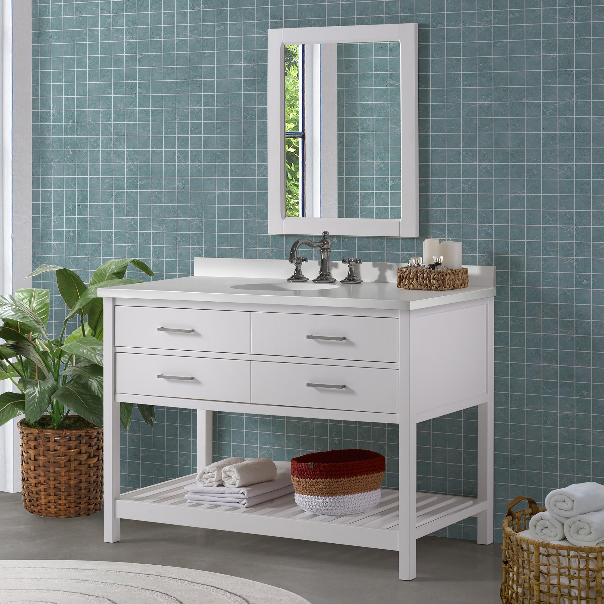 White Pine Bathroom Vanity Cabinet - 48