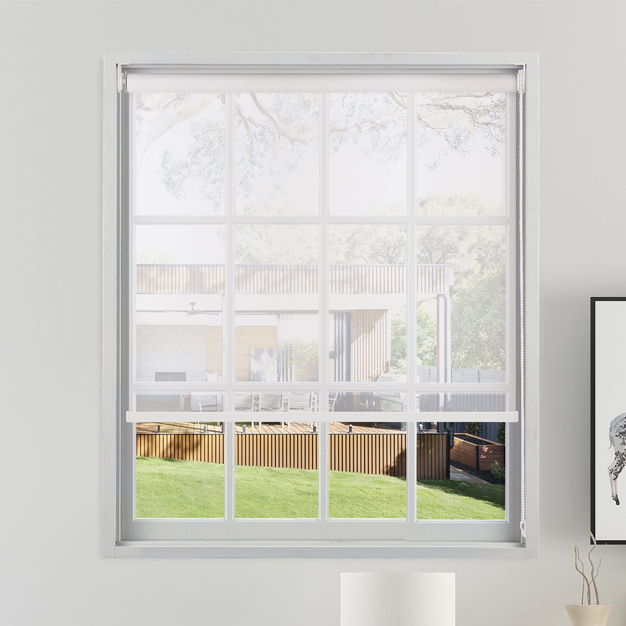 Sulugood Light Filtering Roller Blinds - UV Protection Window Shades for Home, Office & Hotel - Easy Install Solar Shades (White, 43