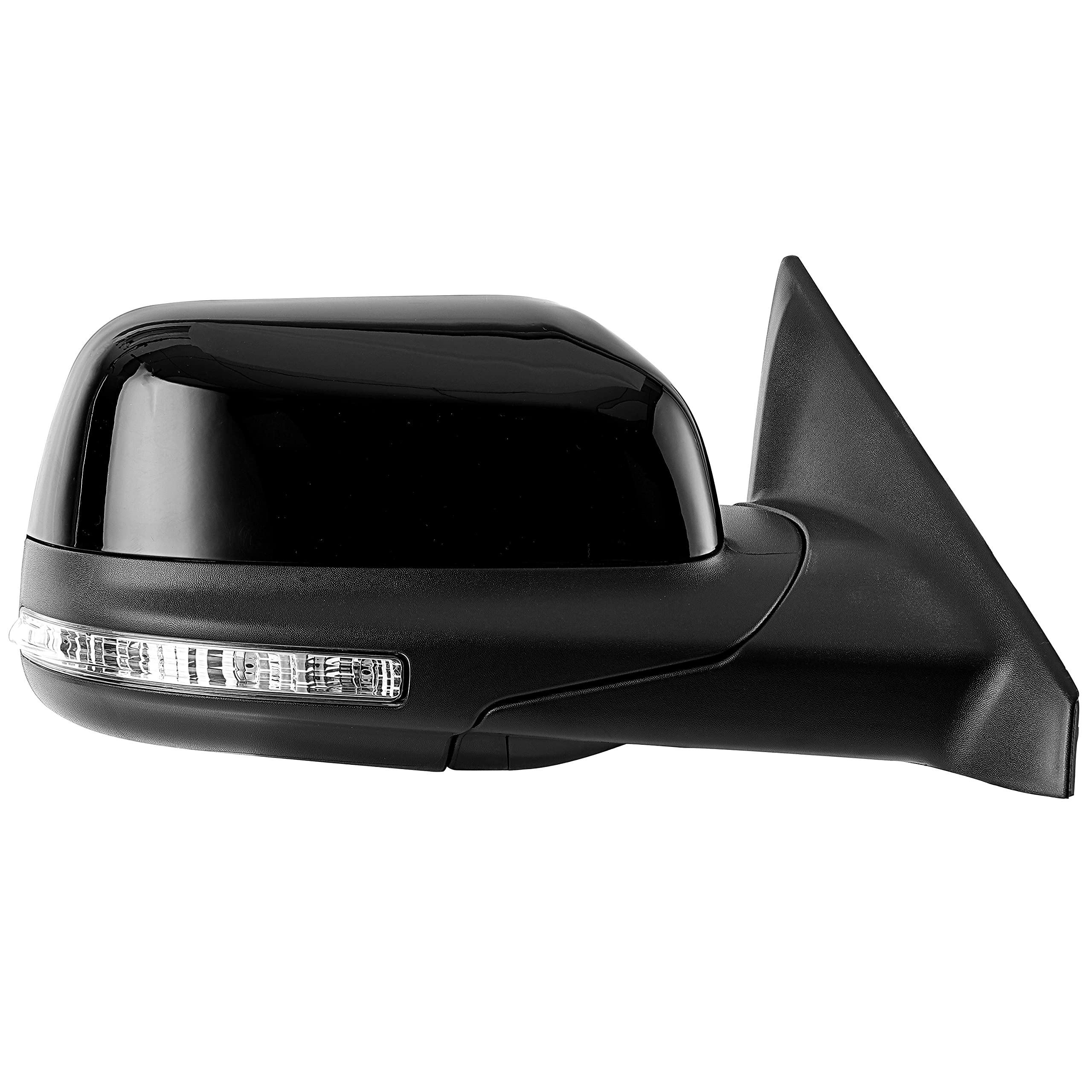 Glossy Black Power Heated Side Mirror with 7-Pin Turn Signal & Puddle Lamp - Compatible with 2016-2019 Ford Explorer (Passenger Side) Replacement for FO1321554 - Perfect for Winter Driving and Nighttime Visibility
