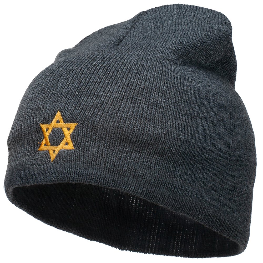 Jewish Star of David Embroidered Beanie - Yarmulke Kippah for Men & Women - Perfect for Hanukkah, Synagogue & Winter Wear
