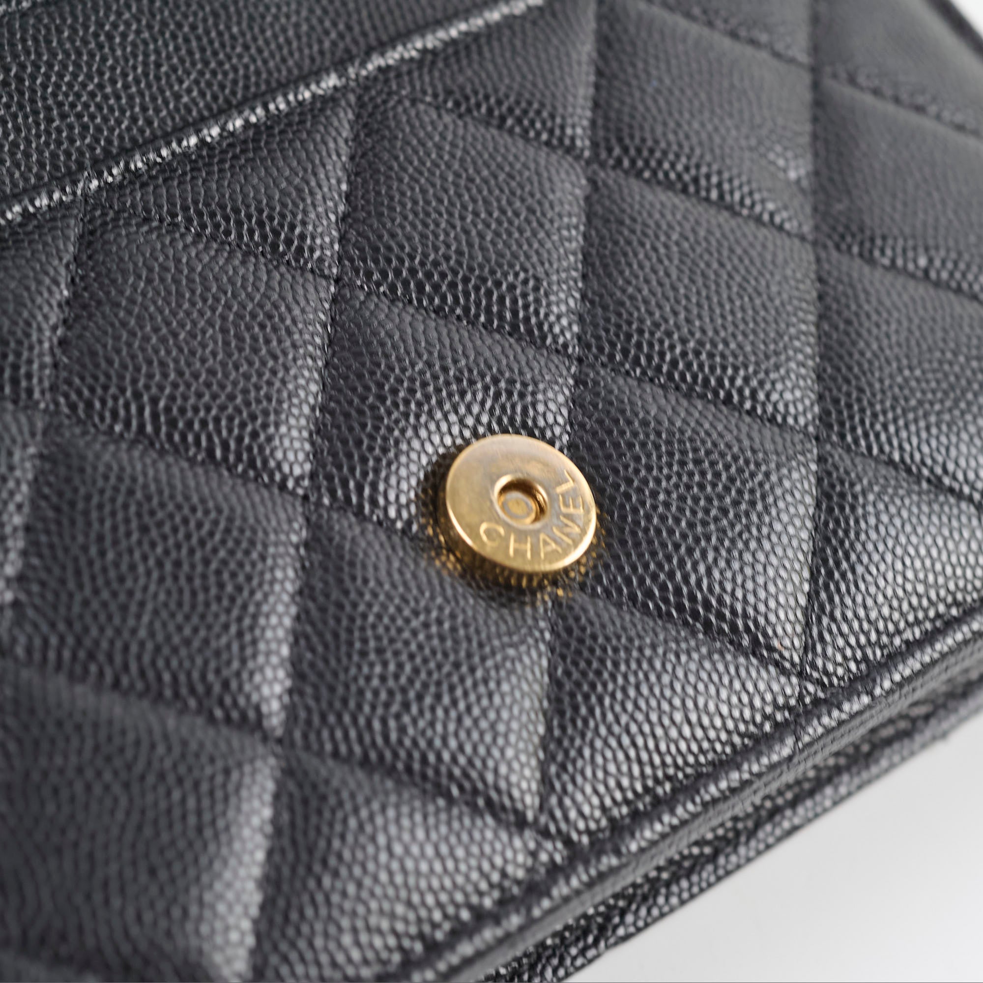 Chanel 2022 Seasonal Top Handle Wallet On Chain in Black Caviar Leather - Perfect for Evening Events & Luxury Fashion Accessories