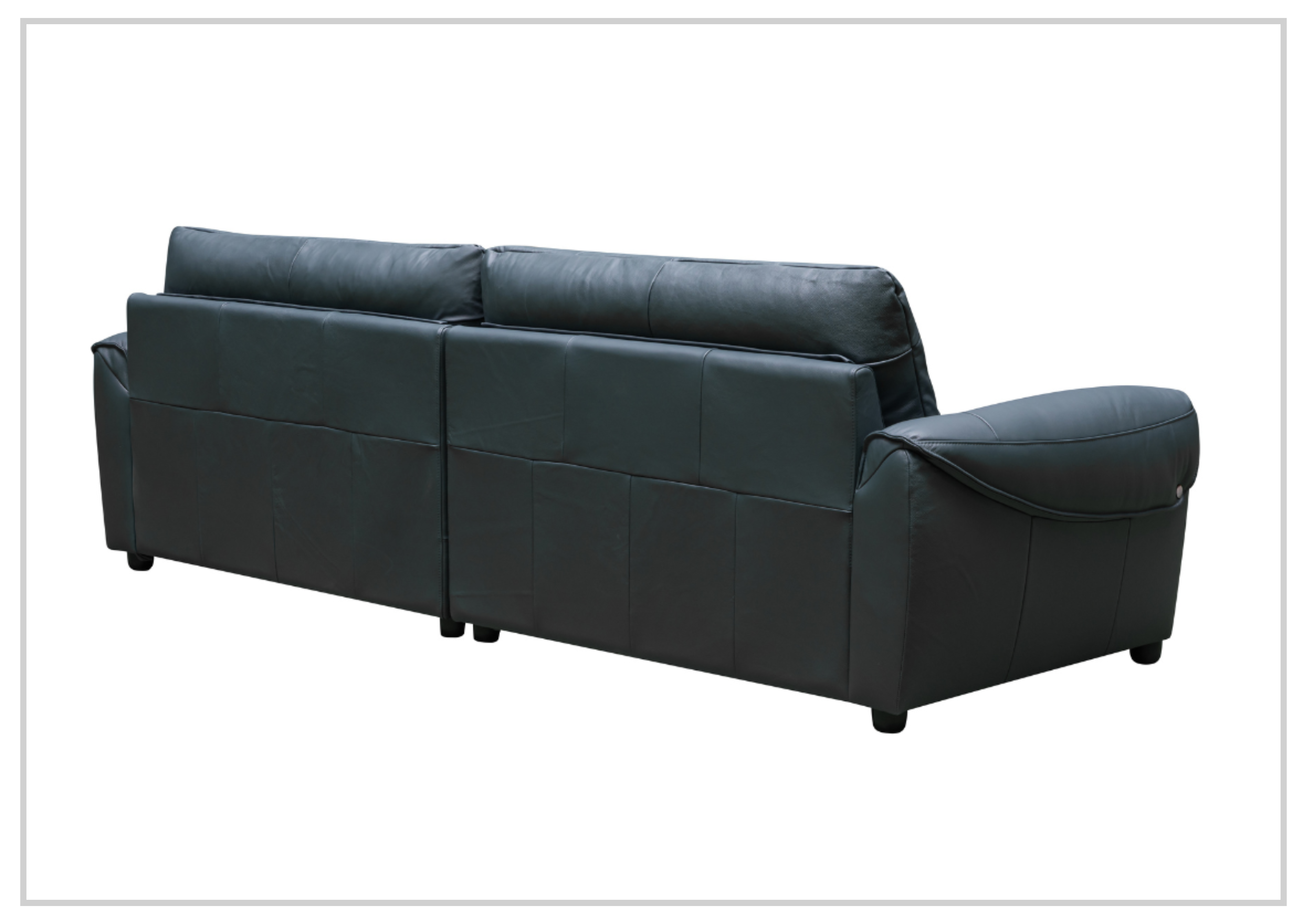 Klaussner Sofiano 2-Seater Blue Leather Sofa with Plush Back Support - Modern Living Room Furniture for Small Spaces & Apartments