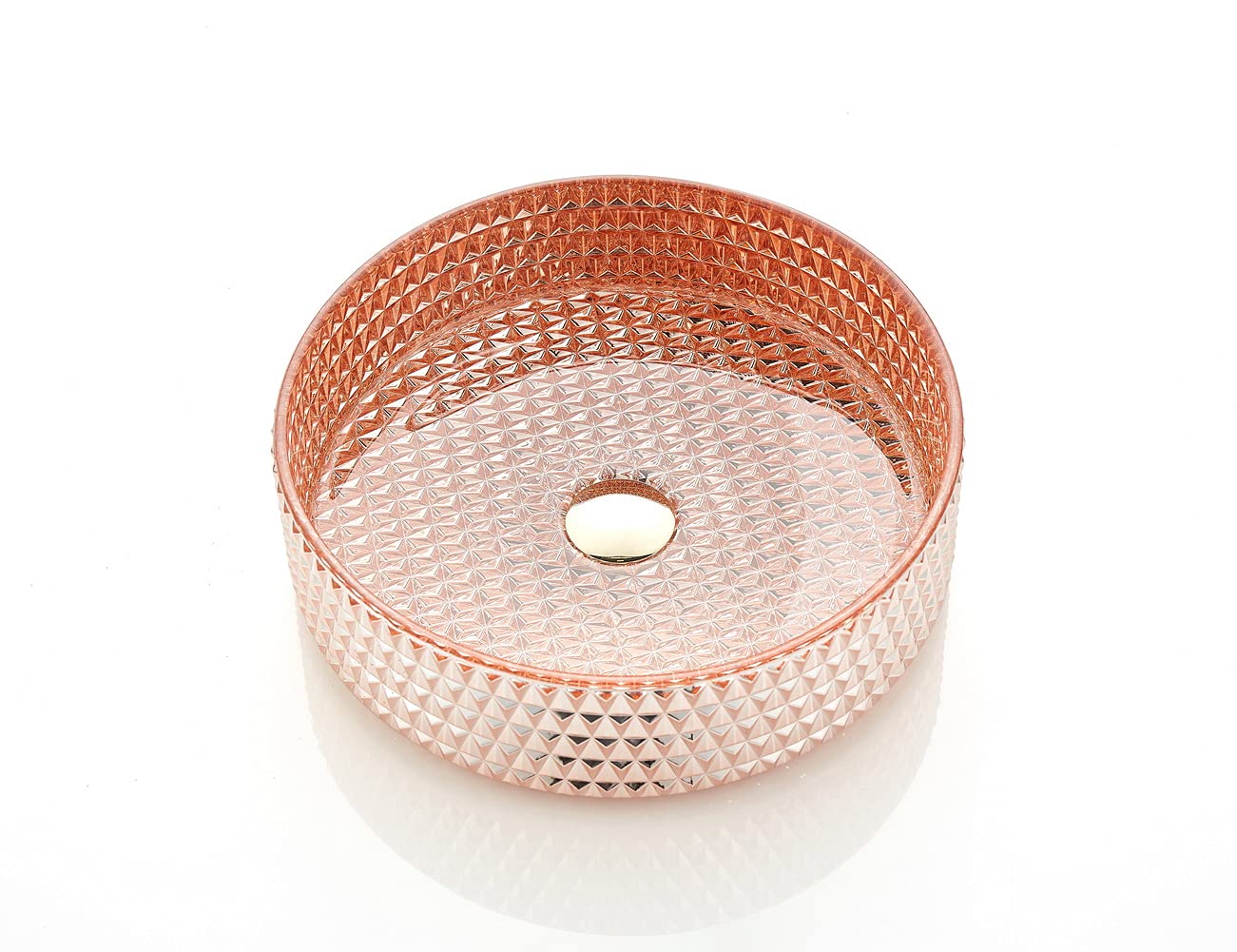 Rose Gold Sparkle Crystal Glass Vessel Sink with Pop Up Drain - Modern LIMONIUM SINENSE Vanity Countertop Sink Bowl for Bathroom Remodeling | Elegant Bathroom Upgrade for Master Suite, Guest Bath & Powder Room