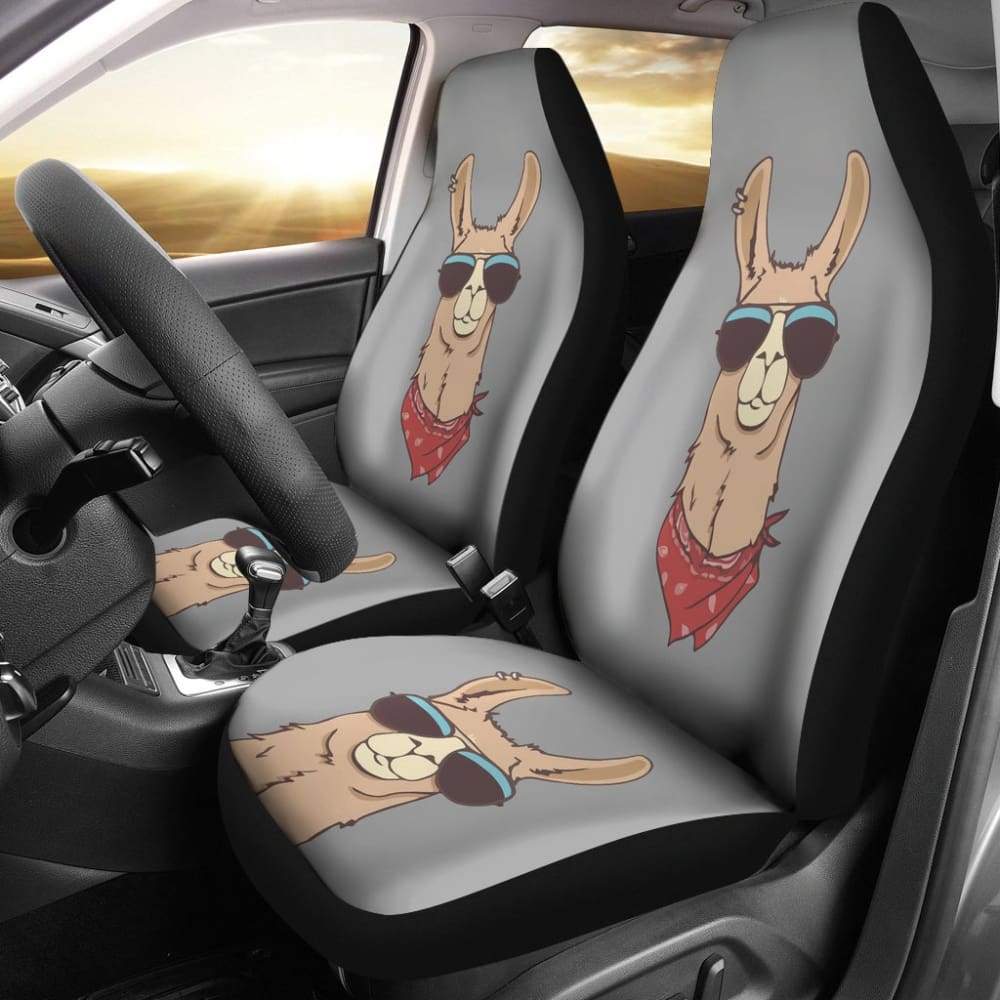 Funny Llama with Glasses Printed Car Seat Covers - Unique Gift Idea for Animal Lovers - Perfect for Road Trips, Commuting & Customizing Your Vehicle Interior